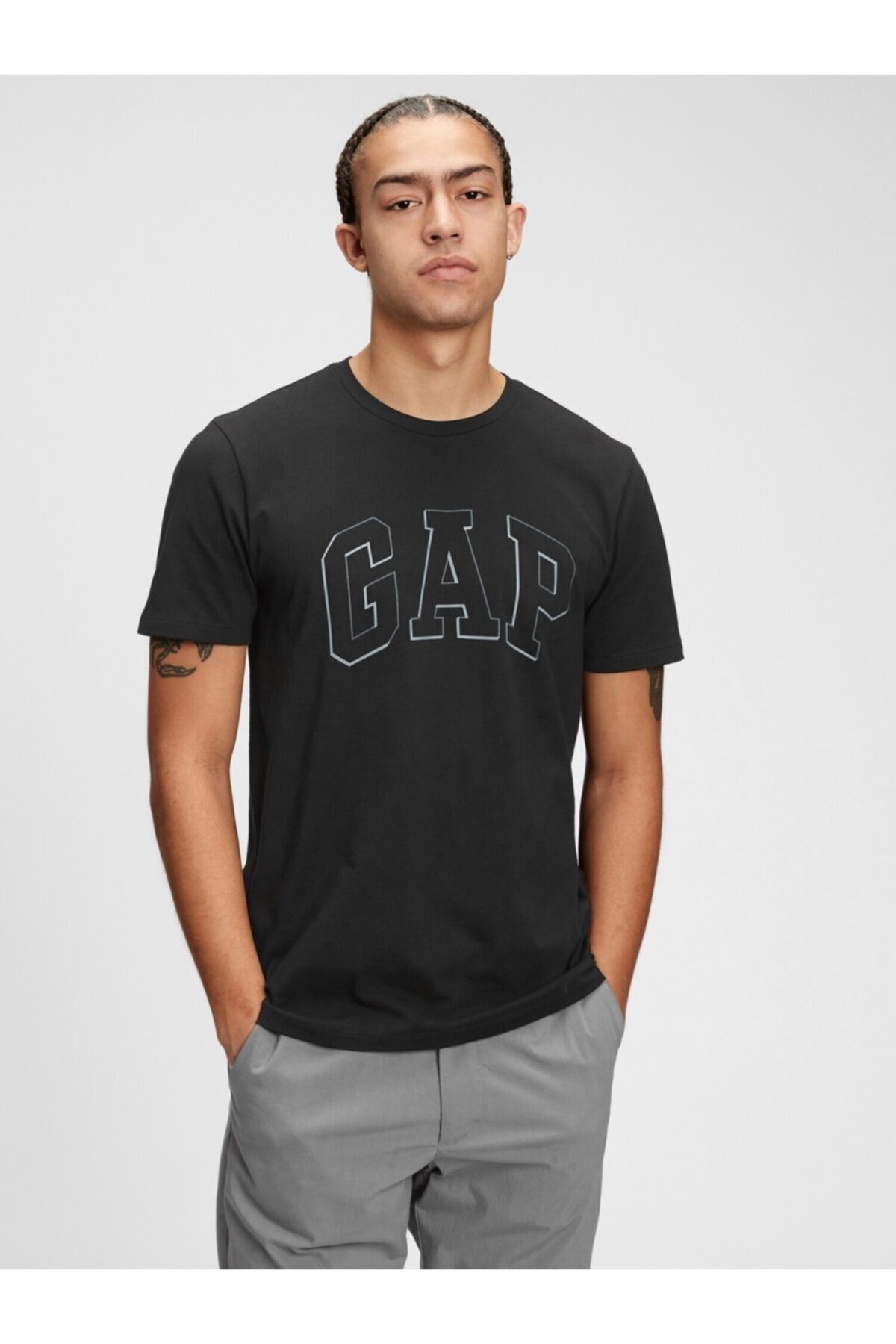 GAP Erkek Siyah Logo T-shirt