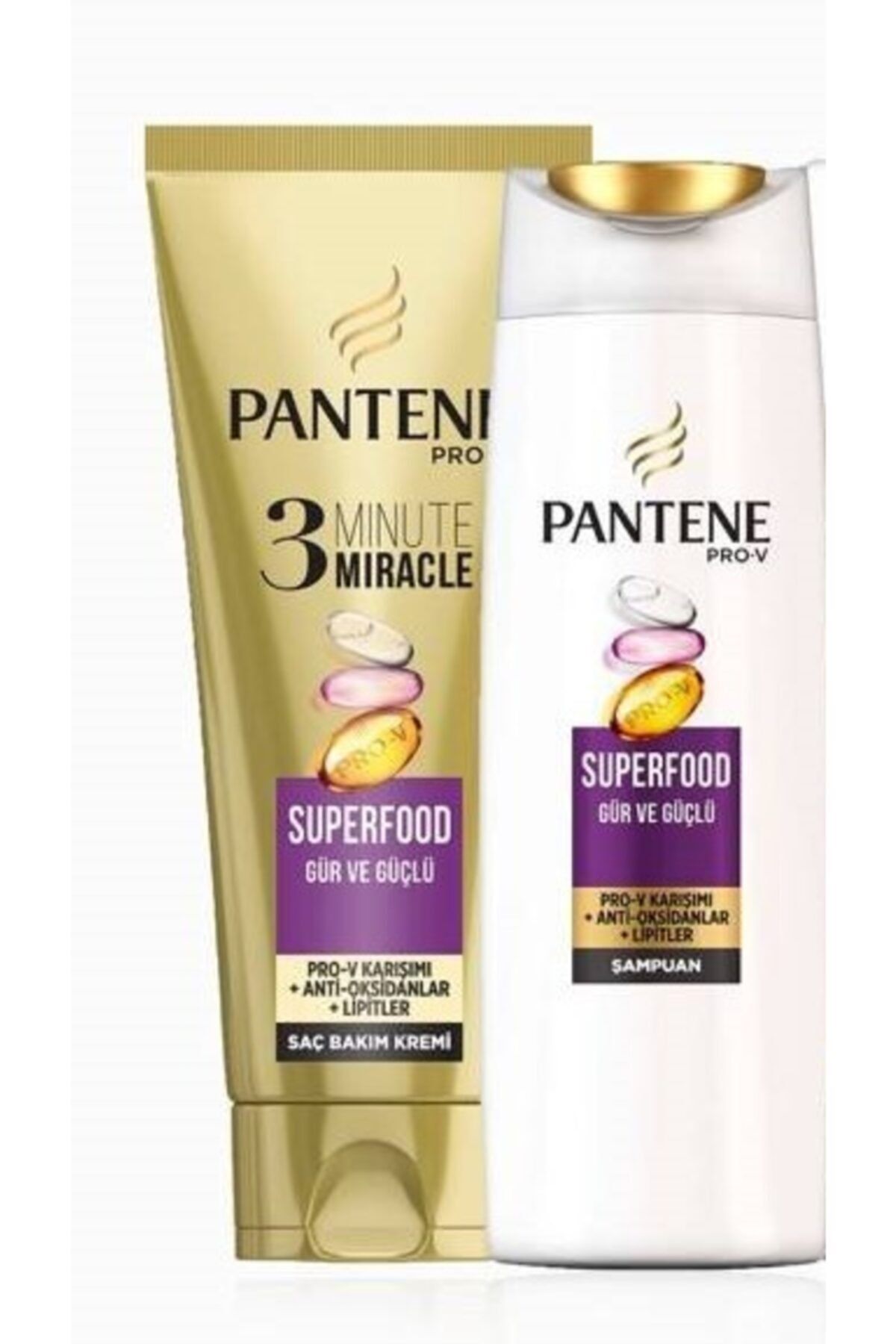 Pantene Pantane Süperfood Şampuan 470 ve 3 Mınute Miracle Süperfood Saç Bakım Kremi Set