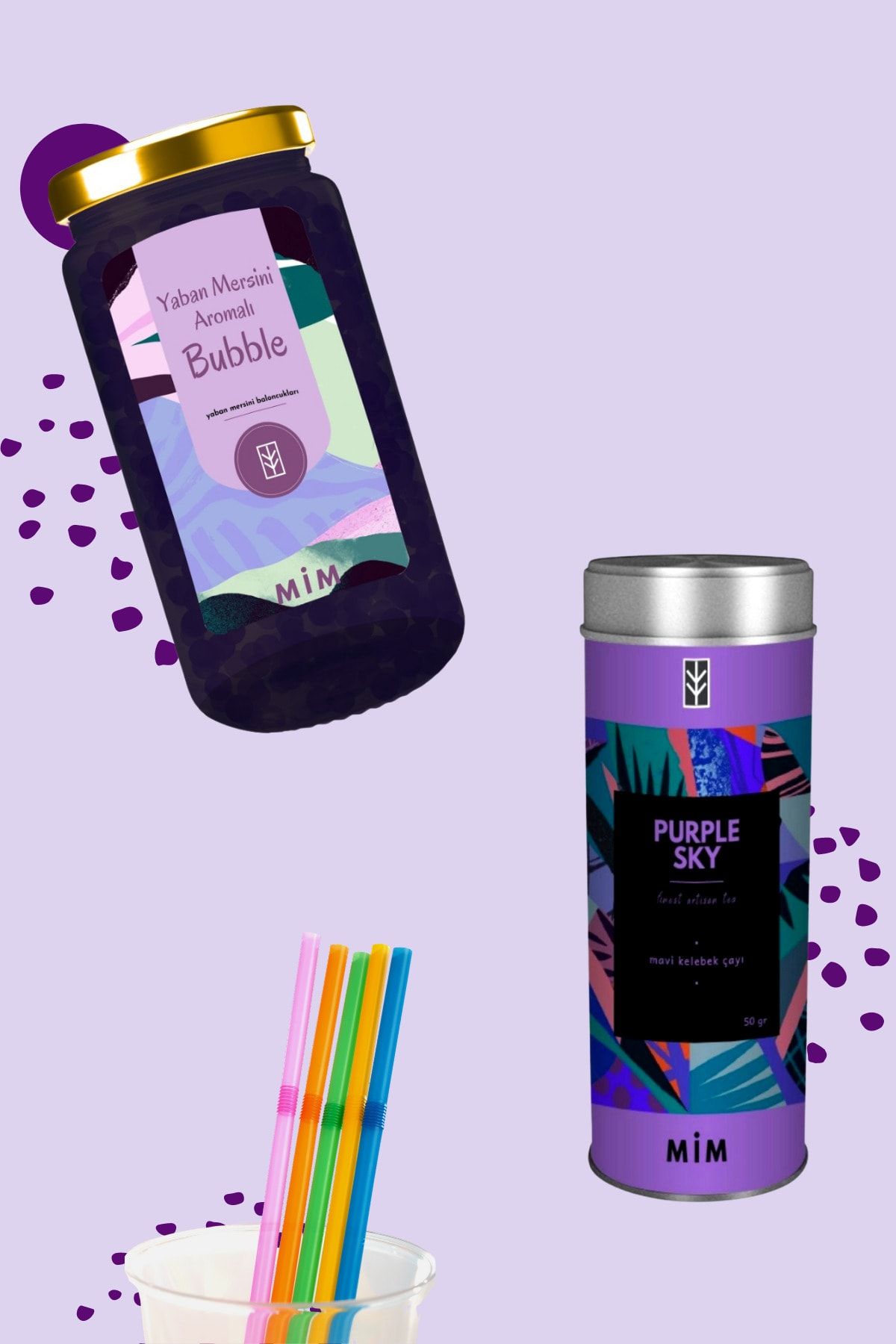 Mim and More Purple Sky Bubble Tea Set