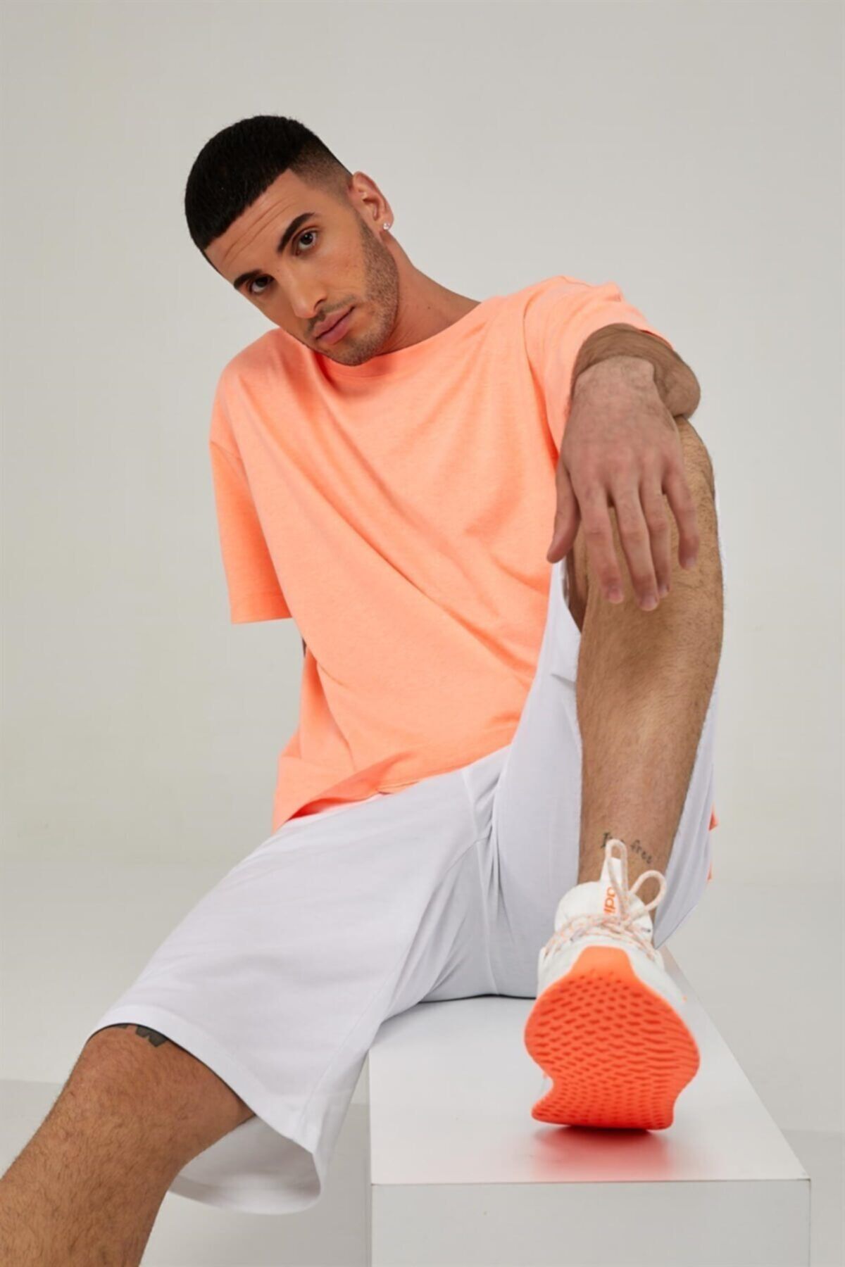 Seamoda Erkek Neon Oranj Oversize Tshirt