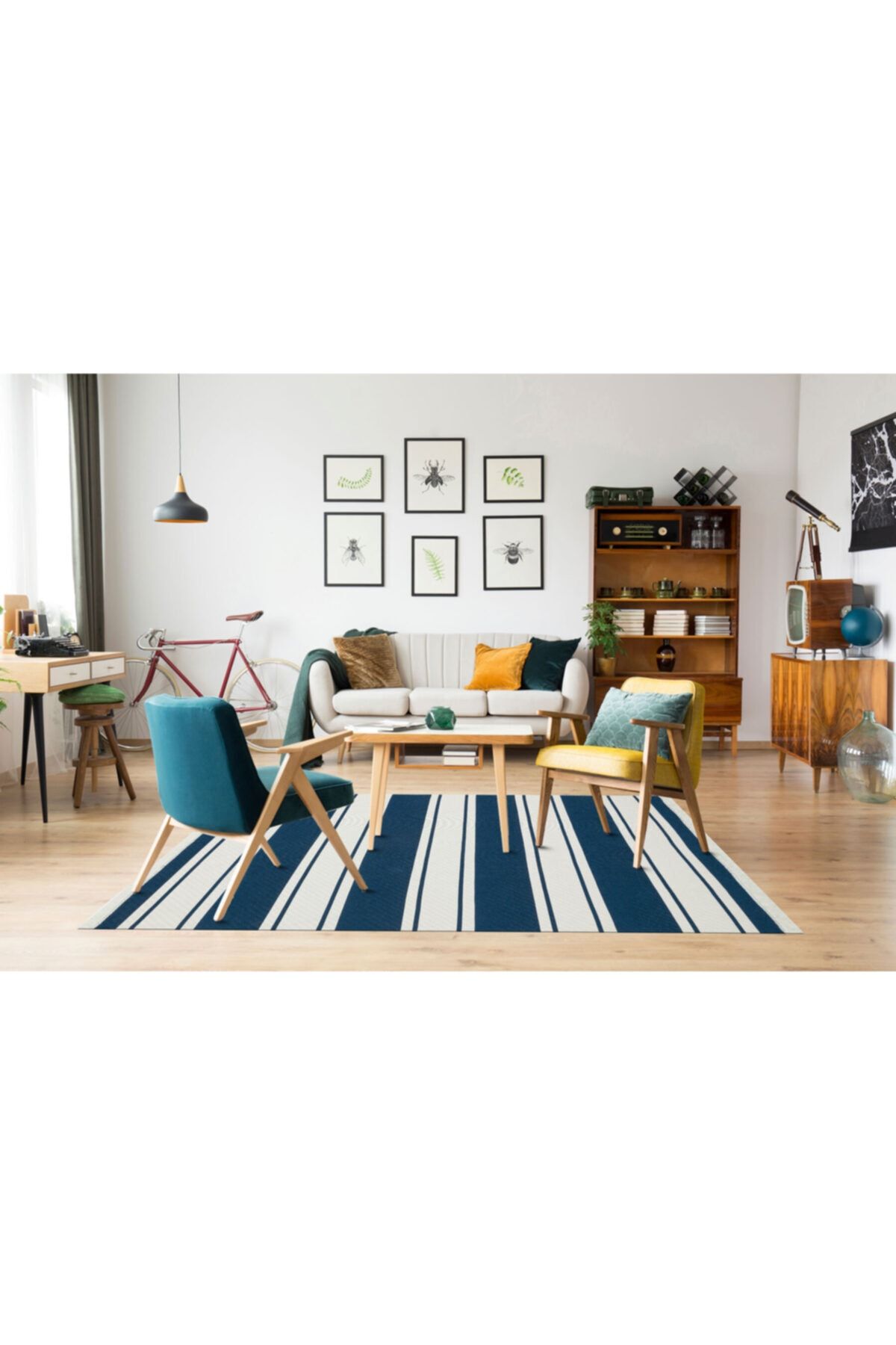 Eko Halı Arya Ar 12 Marıne Yıkanabilir Çift Taraflı Modern Desenli Dokuma Kilim
