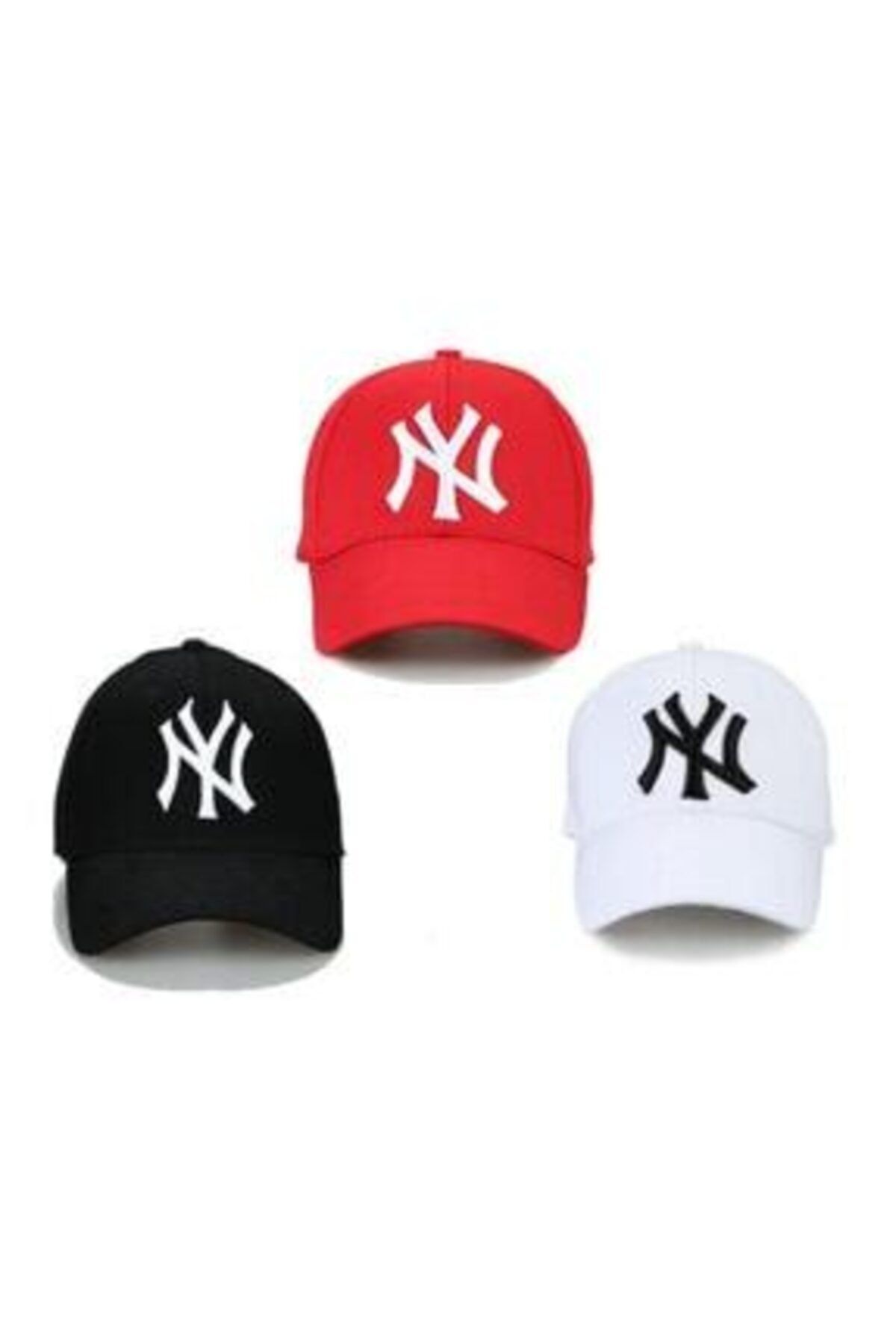 Gambocci Ny New York Şapka Unisex 3 Lü Set Siyah Beyaz Kırmızı