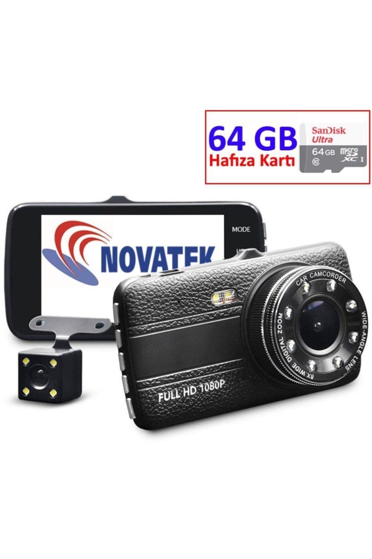 Novatek Nt88d+64gb Full Hd 1080p 8 Led Aydınlatmalı Araç Kamerası