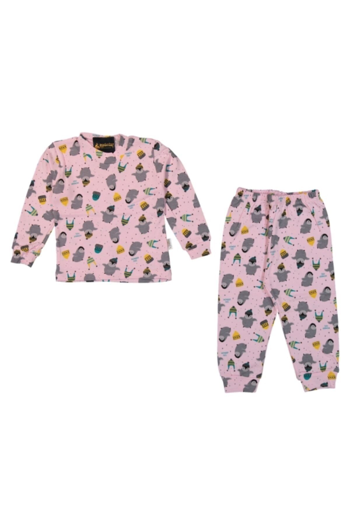 misobaby Unisex Bebek Pembe Penguen Baskılı Pijama Takımı