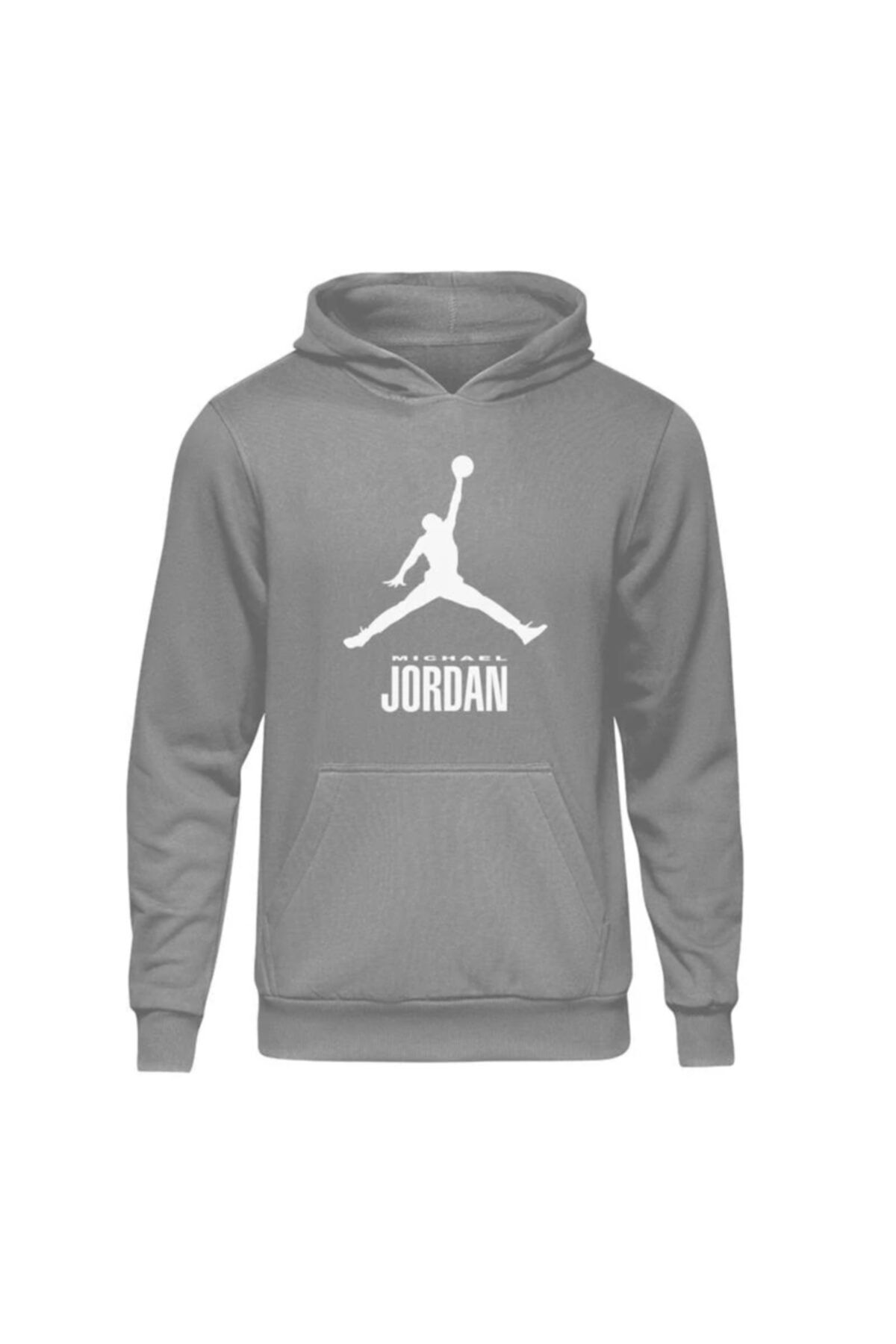 Fandomya Casual Nba Jordan Gri Kapşonlu Hoodie