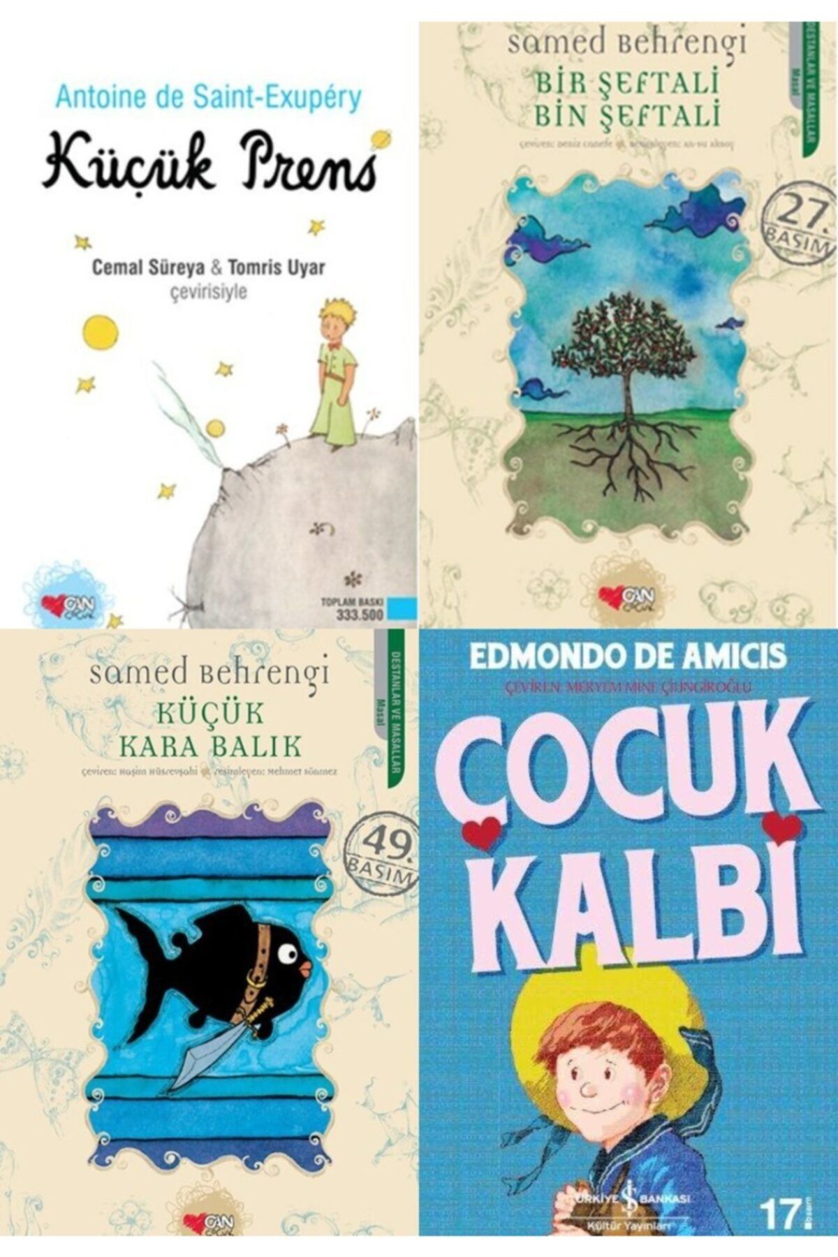 Türkiye İş Bankası Kültür Yayınları En Çok Okunan 4 Gençlik Kitapları Seti- Küçük Prens- Çocuk Kalbi-küçük Kara Balık-bir Şeftali