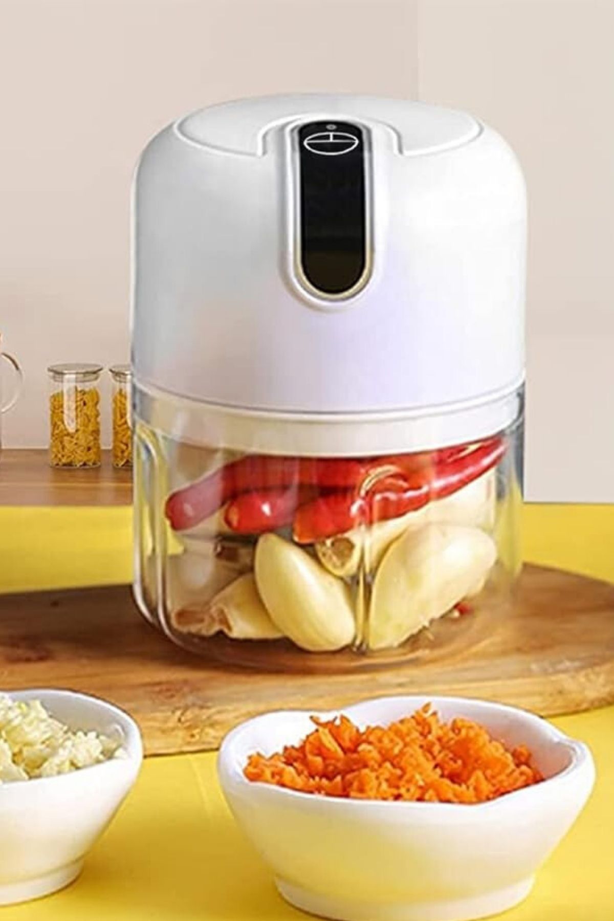 CANSU ODABAS CO Elektrikli Mini Sarımsak Doğrayıcı, 250 ml USB Şarj Edilebilir Taşınabilir Kablosuz Gıda Doğrayıcı