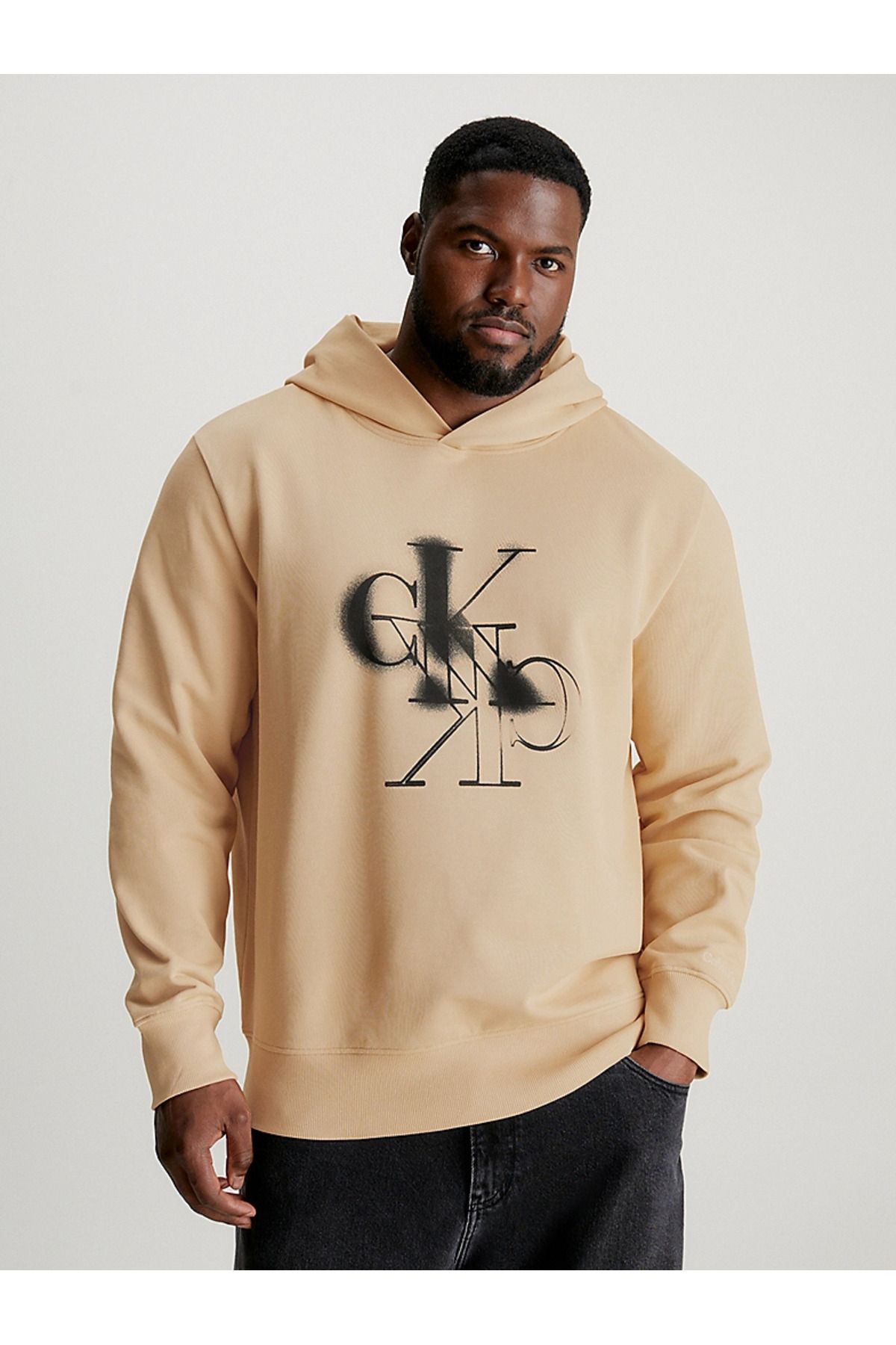 Calvin Klein Erkek Marka Logolu Pamuklu Normal Kalıp Günlük Bej Sweatshirt J30J324630-AAT
