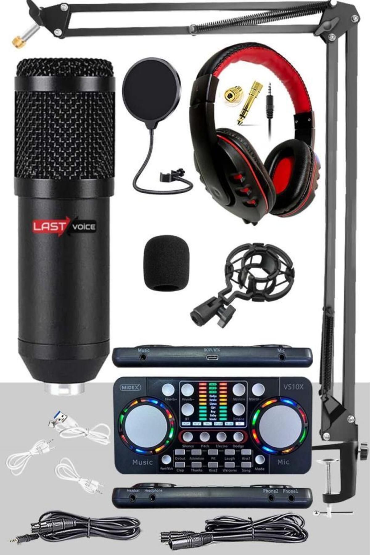 Lastvoice BM800 Persuasive Paket-1 Stüdyo Mikrofon Ses Kartı Kulaklık Stand (Kayıt ve Canlı Yayın)