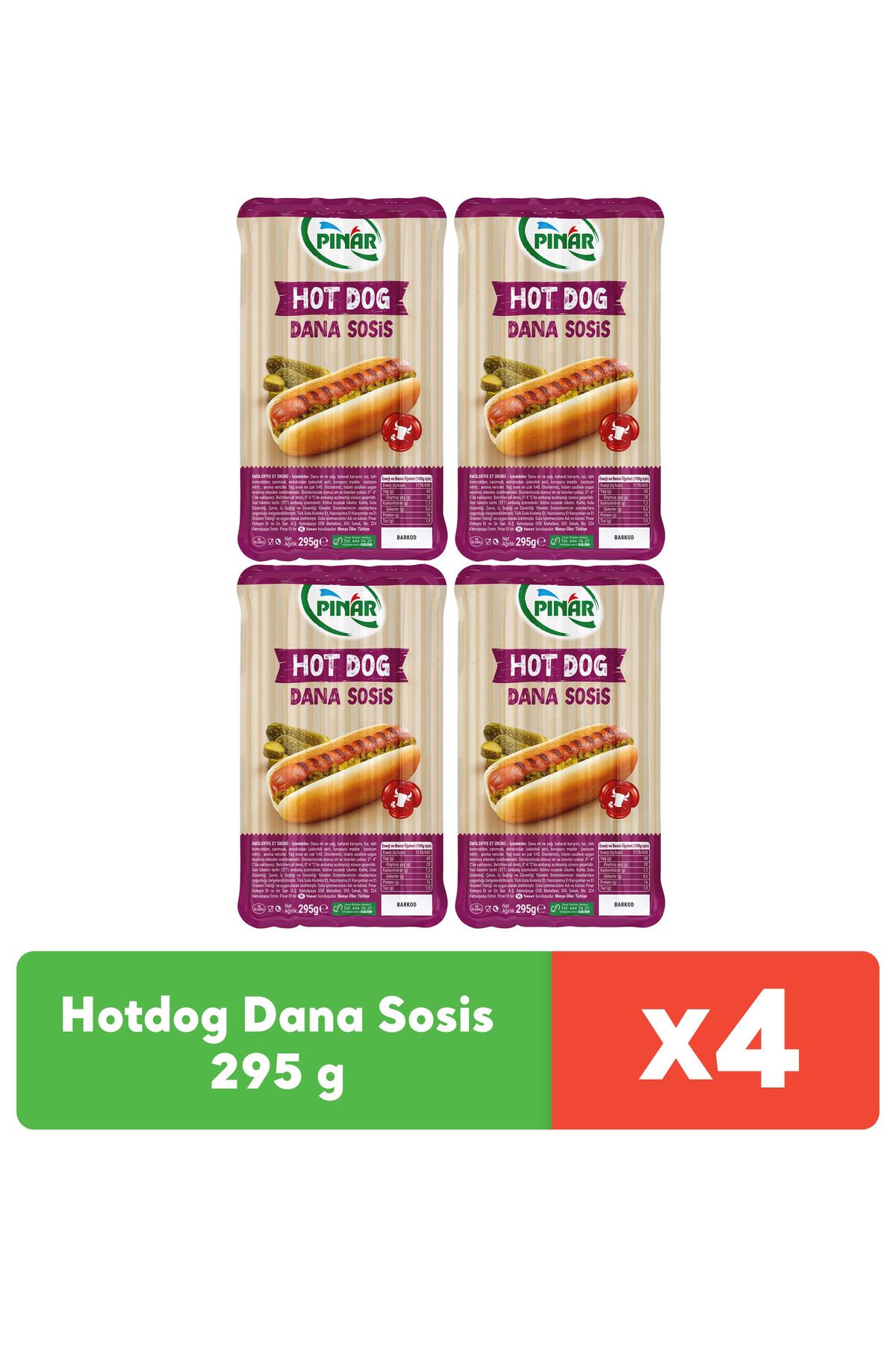 Pınar Hotdog Dana Sosis 295 G X 4 Adet