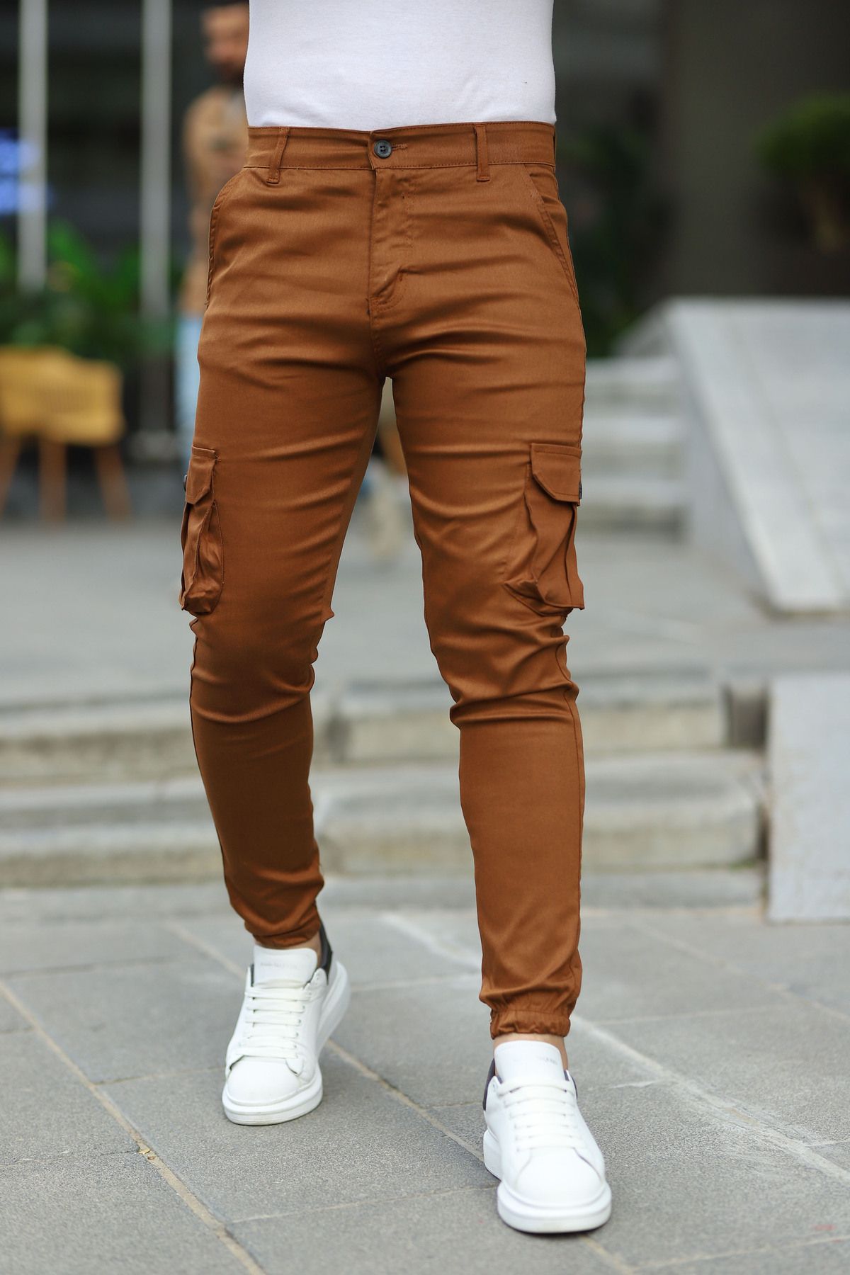 Serseri Jeans Slim Fit Körüklü Cep Paça Lastikli Esnek Kumaş Erkek Kargo Pantolon