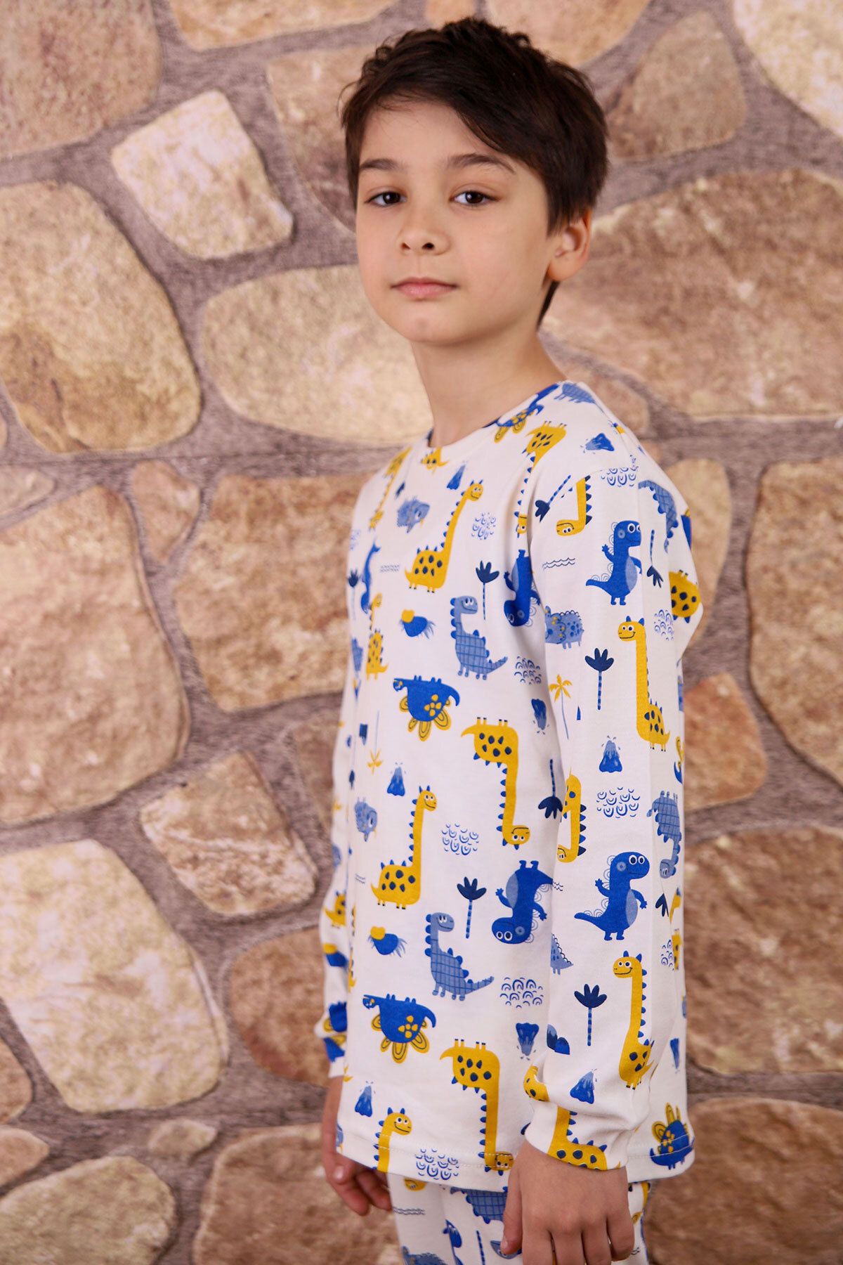 Beniizle Dinozor Desenli %100 Pamuk Erkek Çocuk Pijama Takım