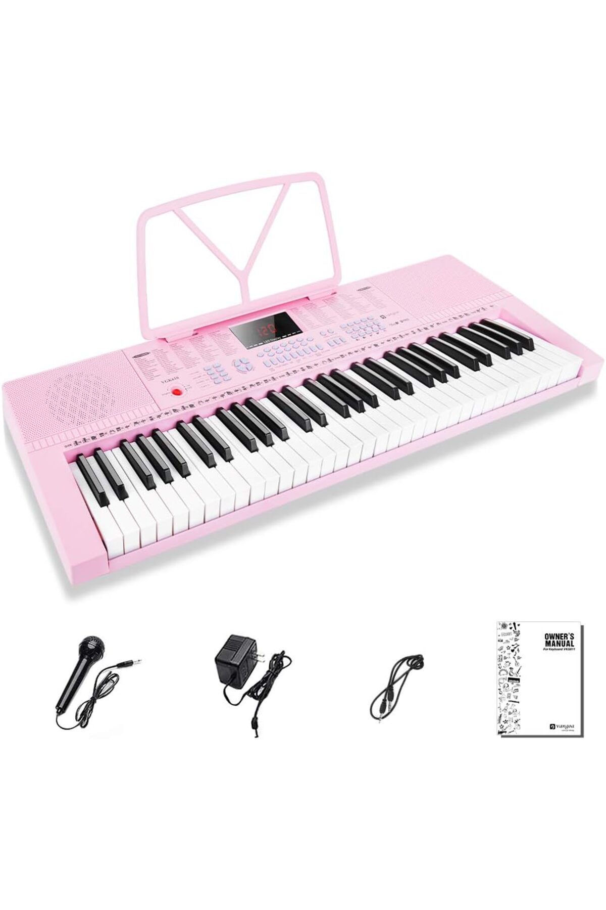 VANGOA Piyano klavyesi 61 mini tuşlar yeni başlayanlar için mikrofonlu taşınabilir müzik klavyesi