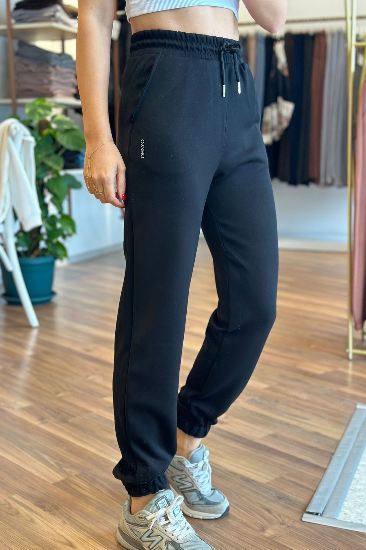 Unique Boutique Siyah Oyss Modal Kumaş Eşofman Altı