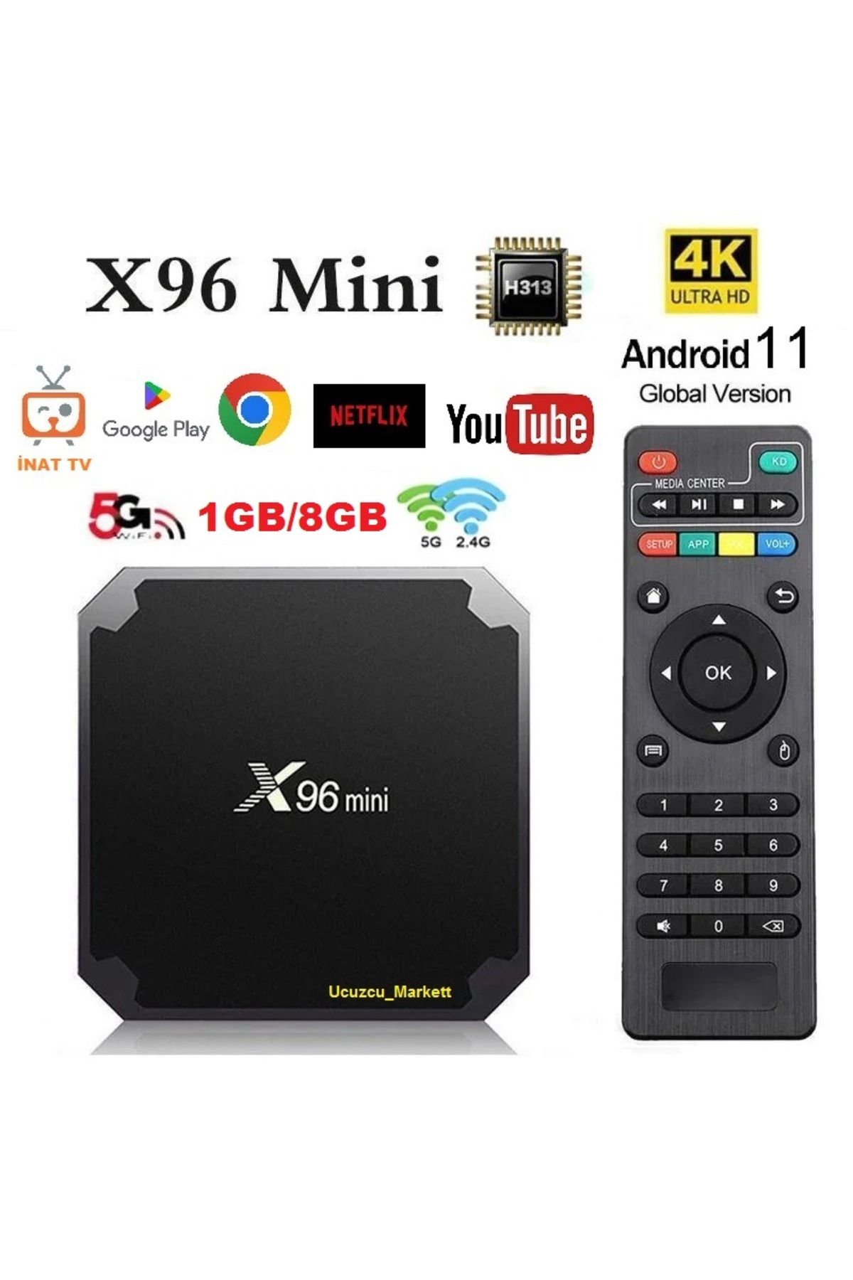 X96 Mini Android Tv Box X96 MİNİ ANDROİD 11 (İNAT TV YÜKLENEREK GÖNDERİLECEKTİR)
