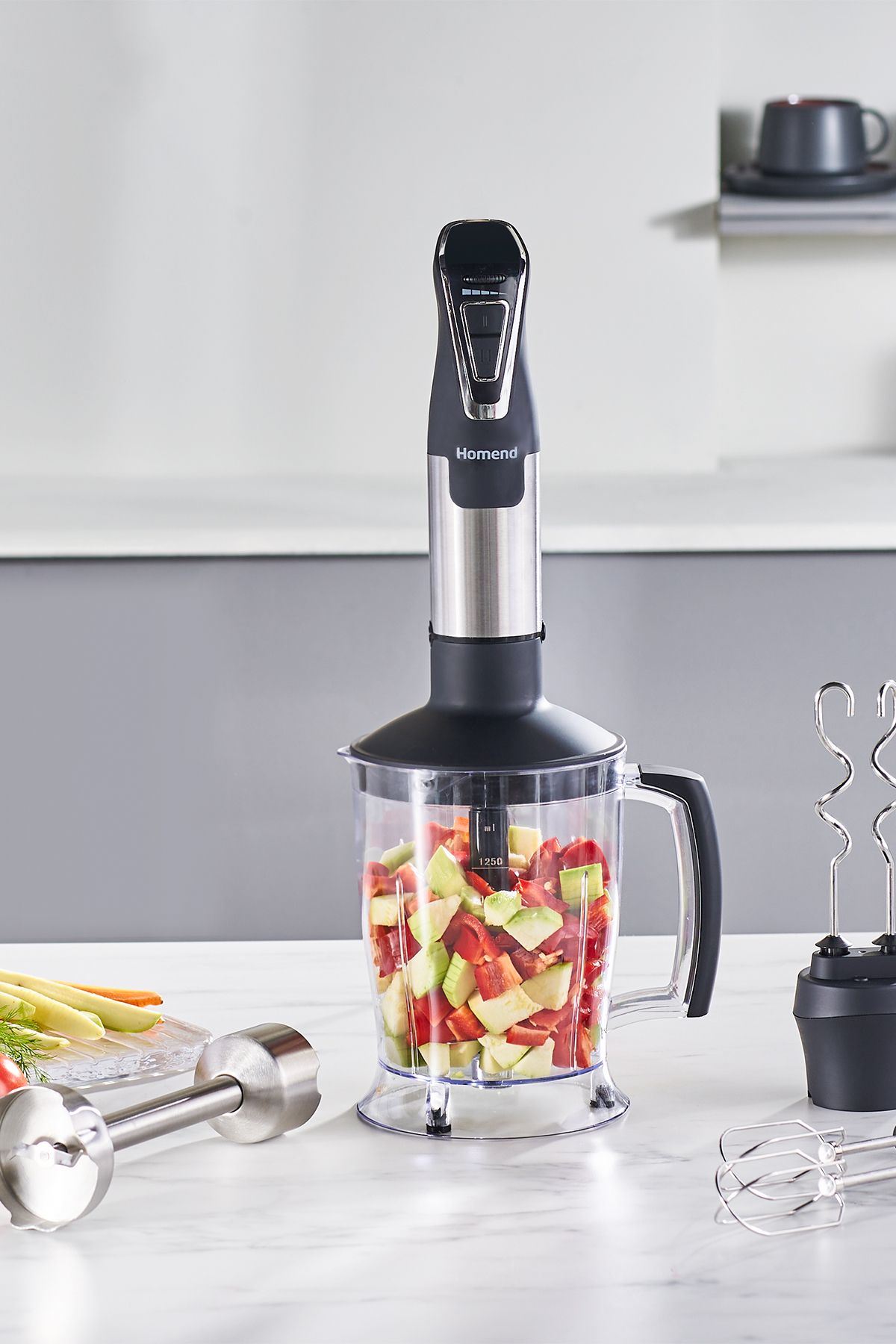 HOMEND Handmaid 1966h Inox Xlarge Hazneli, Çift Bıçaklı Blender Set