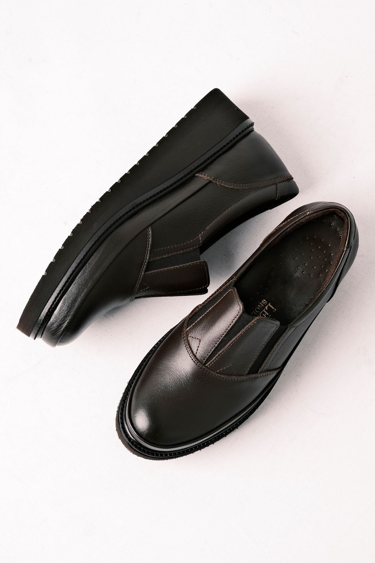 LAL SHOES & BAGS Brıd Kadın Hakiki Deri Lastik Detaylı Günlük Ayakkabı-Kahverengi
