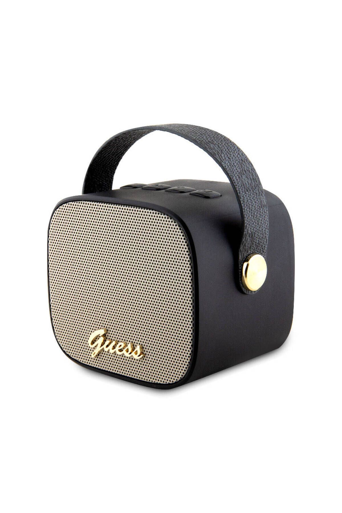 Guess Lisanslı Askılı PU Deri Yazı Logolu 5W Bluetooth Speaker Siyah