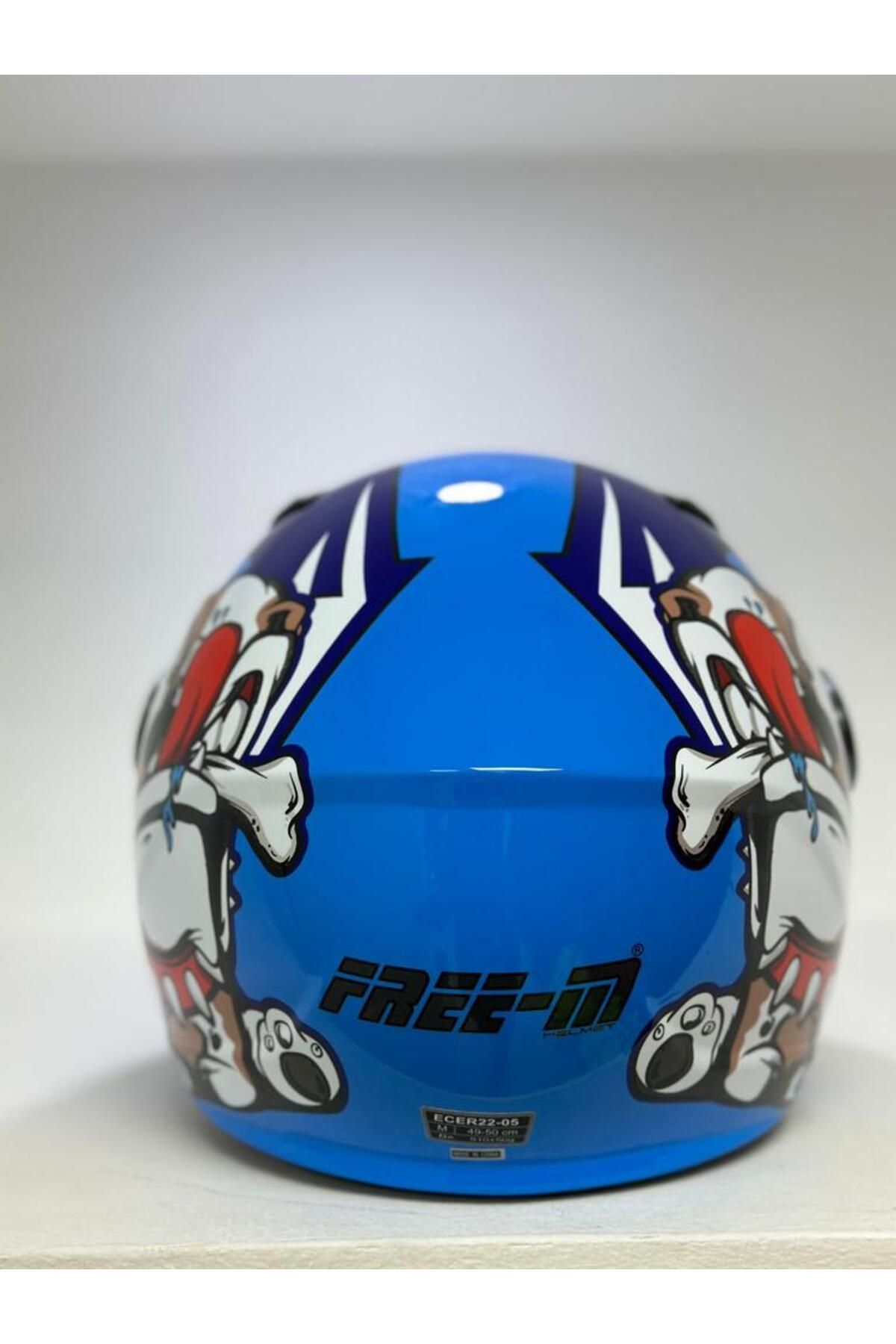 Free-M Fr-205 Çocuk Motosiklet Kaskı Dog Blue
