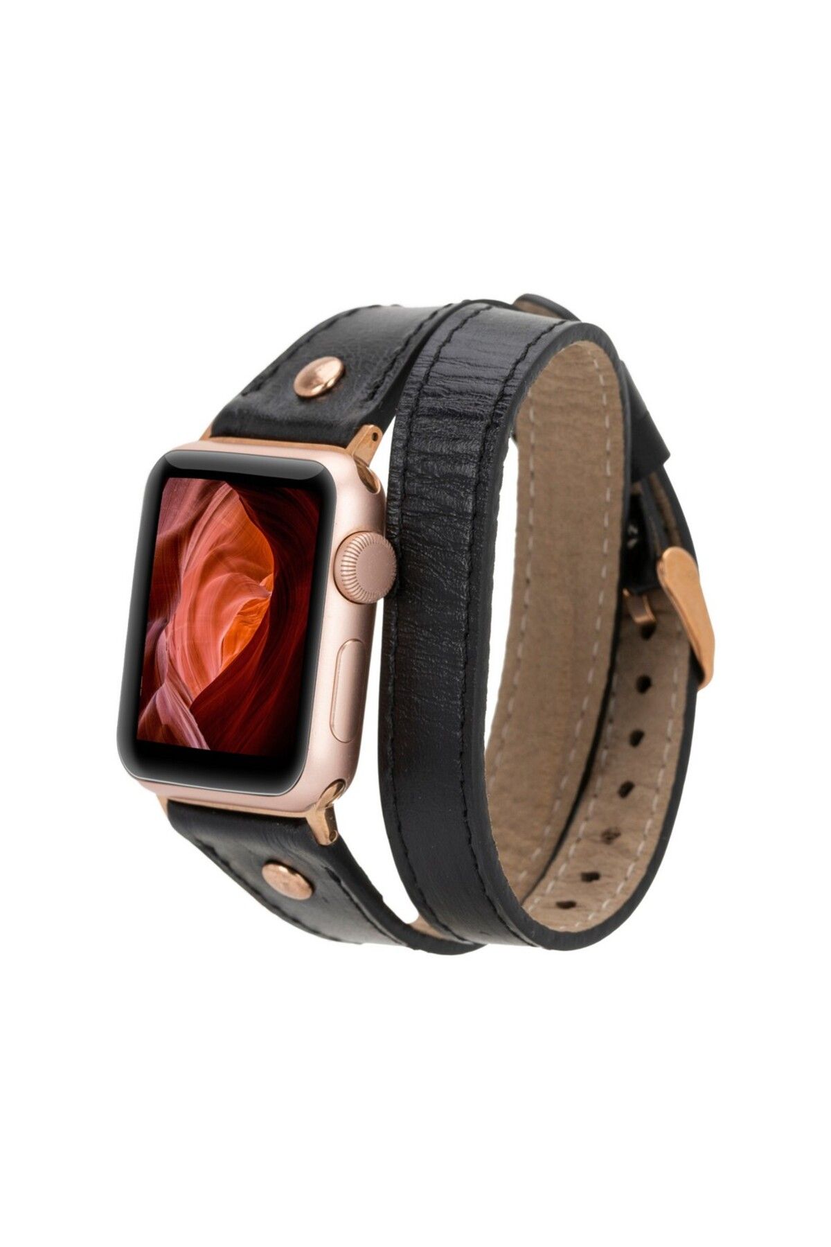 Plm Apple Watch Uyumlu Deri Kordon 42-44-45mm DT RG RST1