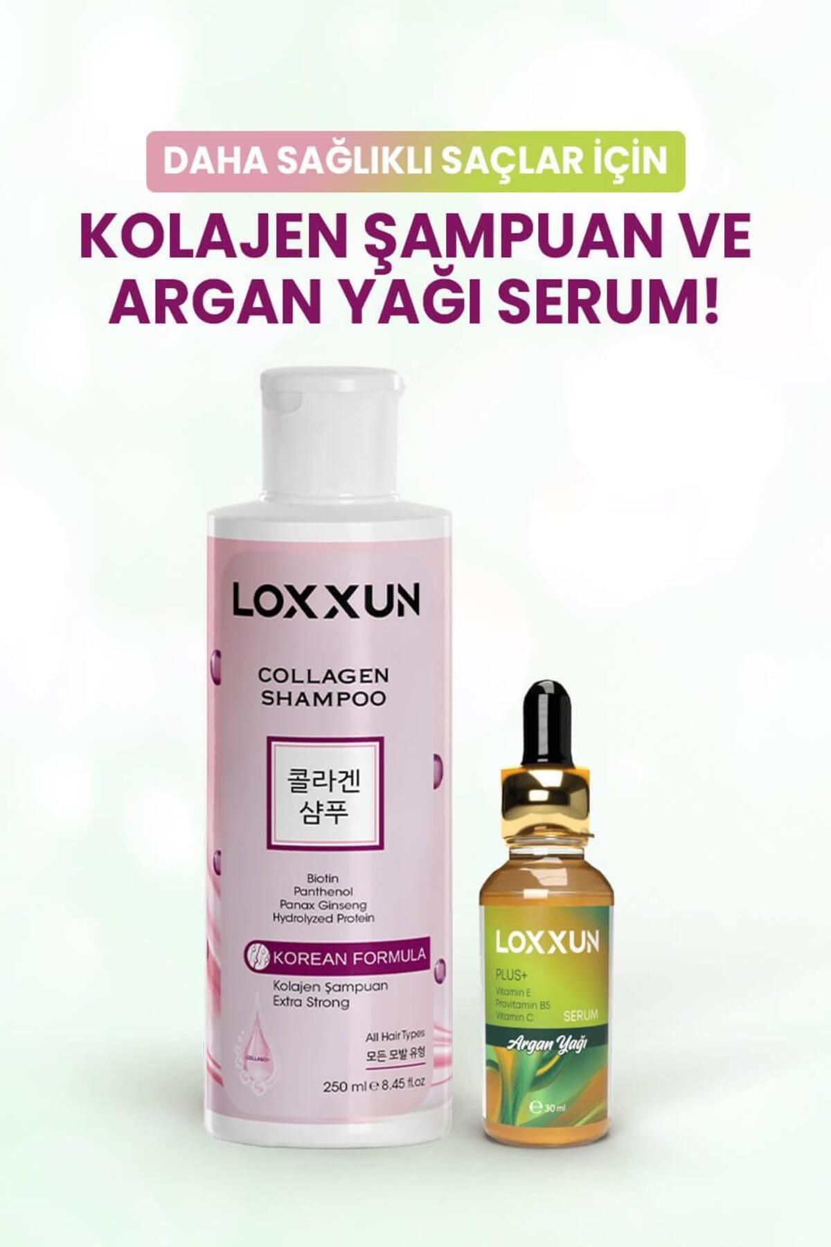 LOXXUN Kolajen Şampuan ve Argan Yağı Serum Seti