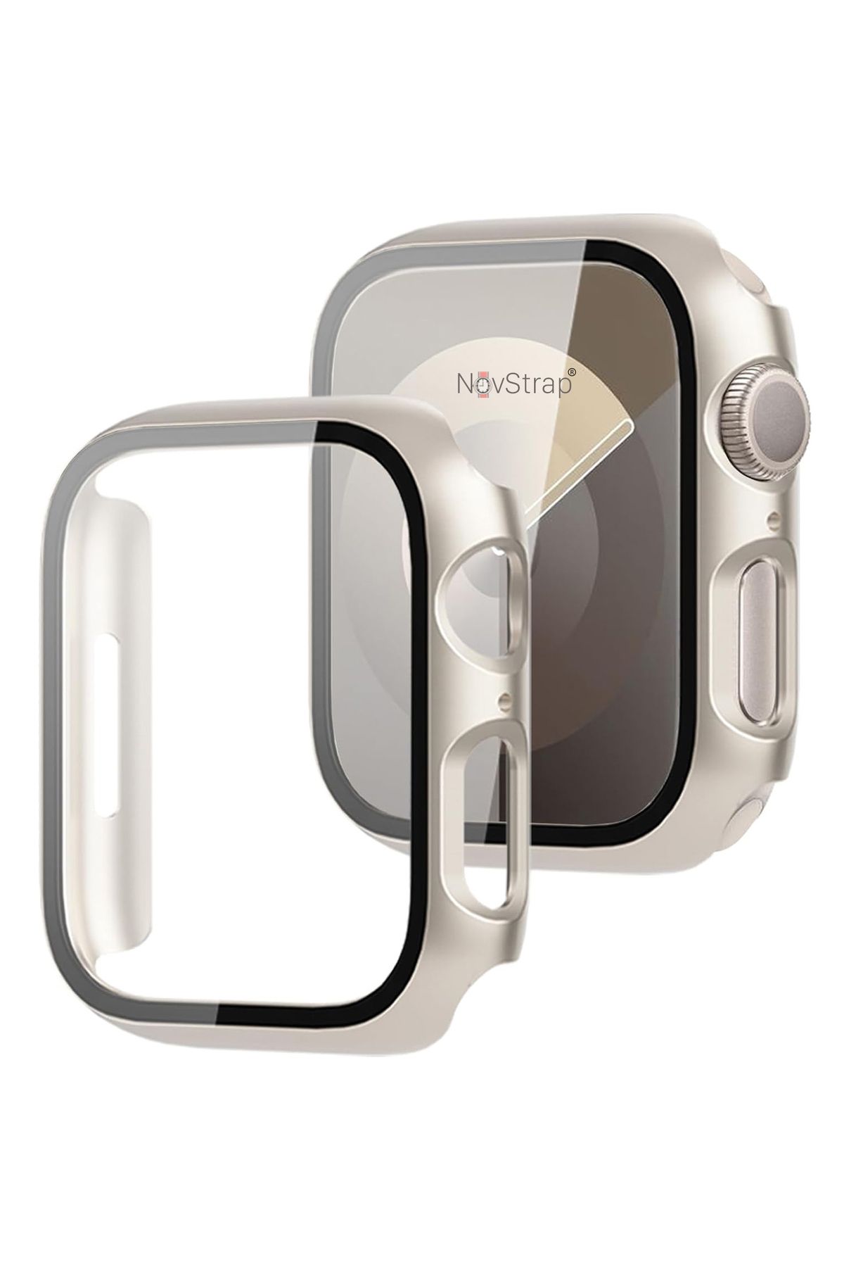 NovStrap Apple Watch Series 7/8/9 41mm ile Uyumlu Starlight Yıldız Işığı Ekran Kasa Koruyucu Kapak