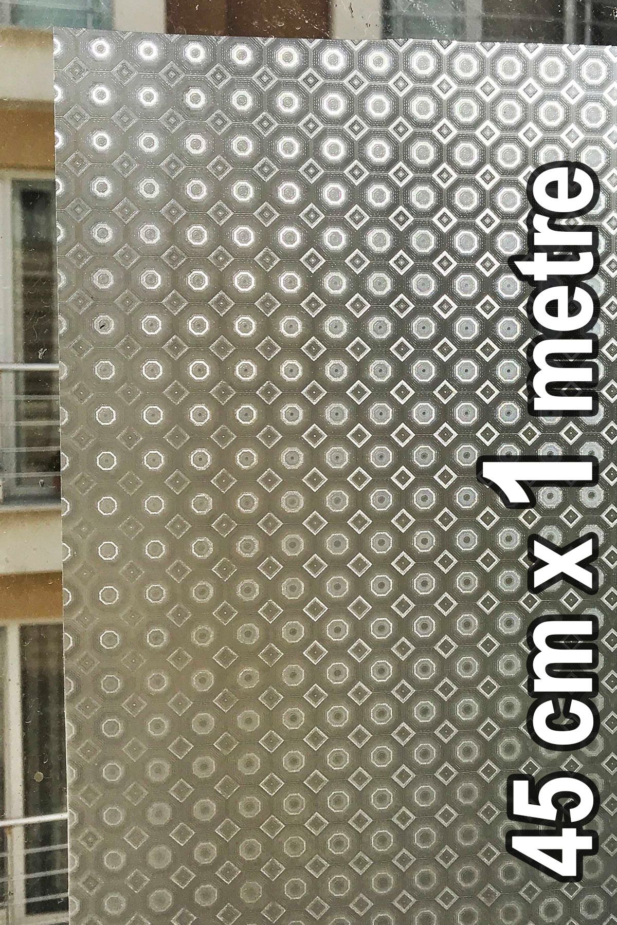 Örtücüm 45 Cm X 1 Metre Buzlu Statik Yapışkansız Hologram Desenli Cam Folyo Ev Ofis Balkon Duşakabin Film