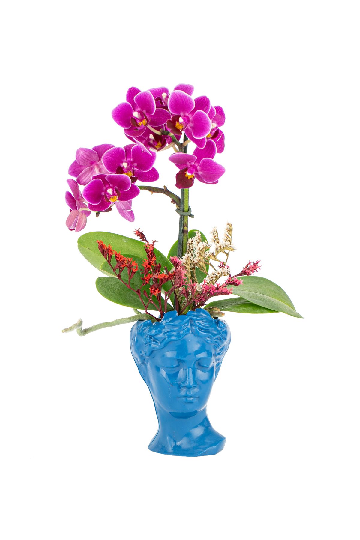 sakura flowers Mini Helen Serisi Tek Dal Orkide Tasarım - Kobalt Mavi