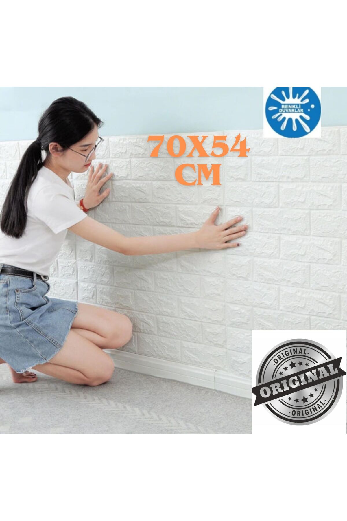 Renkli Duvarlar 70x54 Cm Kendinden Yapışkanlı Esnek Köpük Duvar Kağıdı Paneli 3d Boyutlu Tuğla Desen