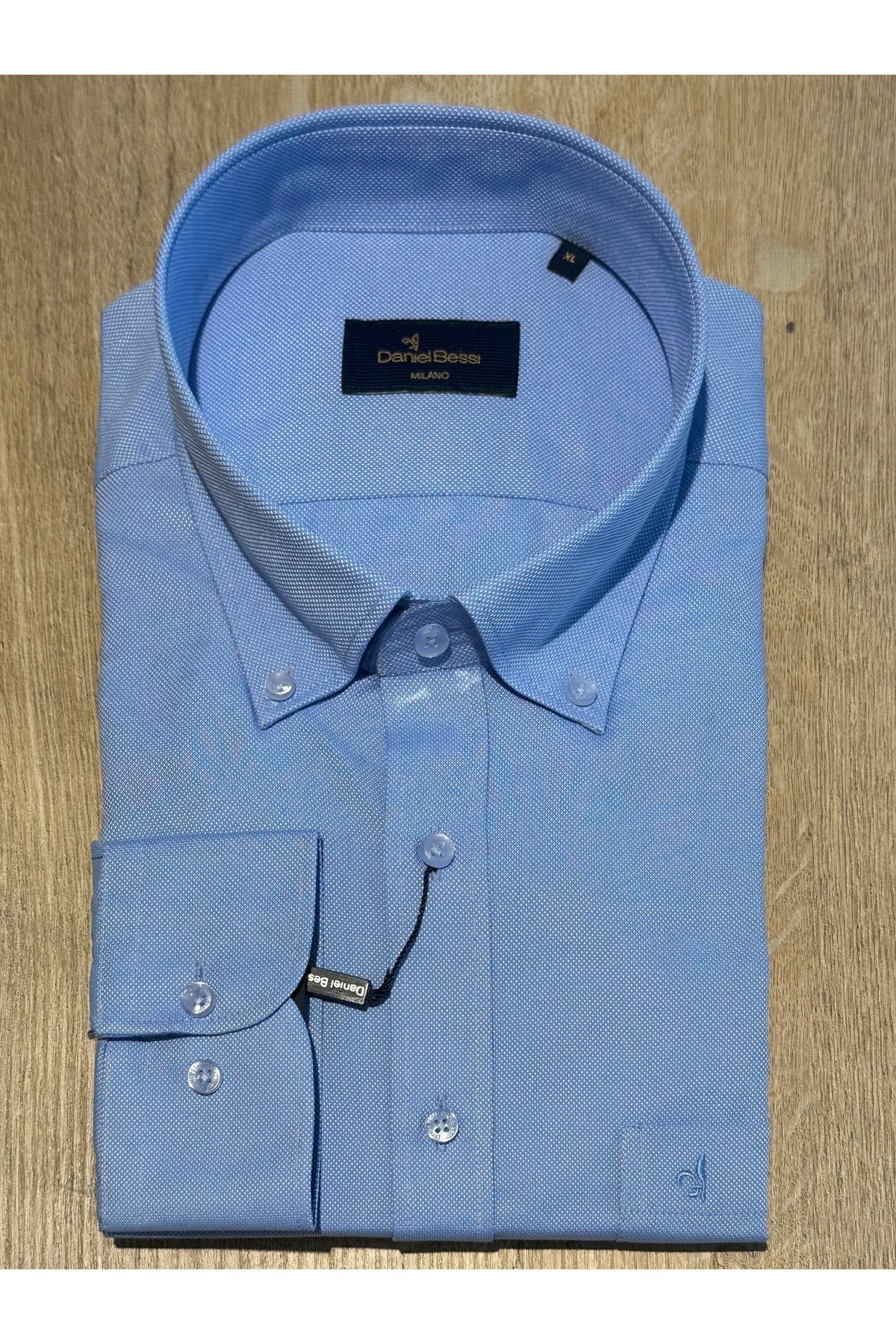Daniel Bessi Uzun Kollu Regular Fit Oxford Kumaş Tek Cepli Klasik Casual Erkek Gömlek