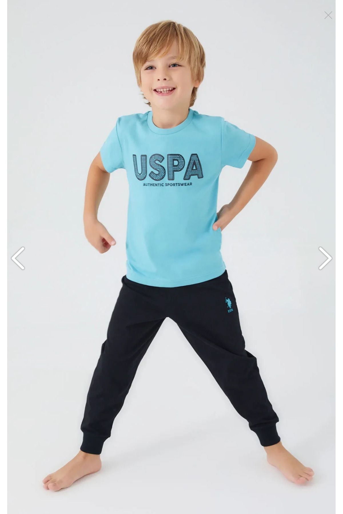 U.S. Polo Assn. Erkek Çocuk, Lisanslı,Mavi, 2'li Takım, % 100 Pamuk, Ev Giyim, Pijama Takım