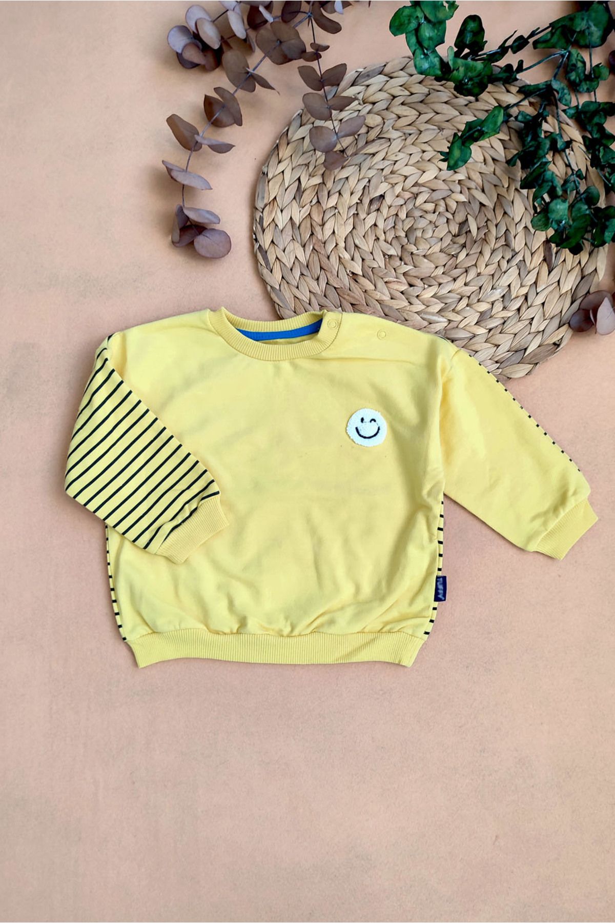 Minnak Bebek Giyim Çocuk smiley işlemeli sweatshirt
