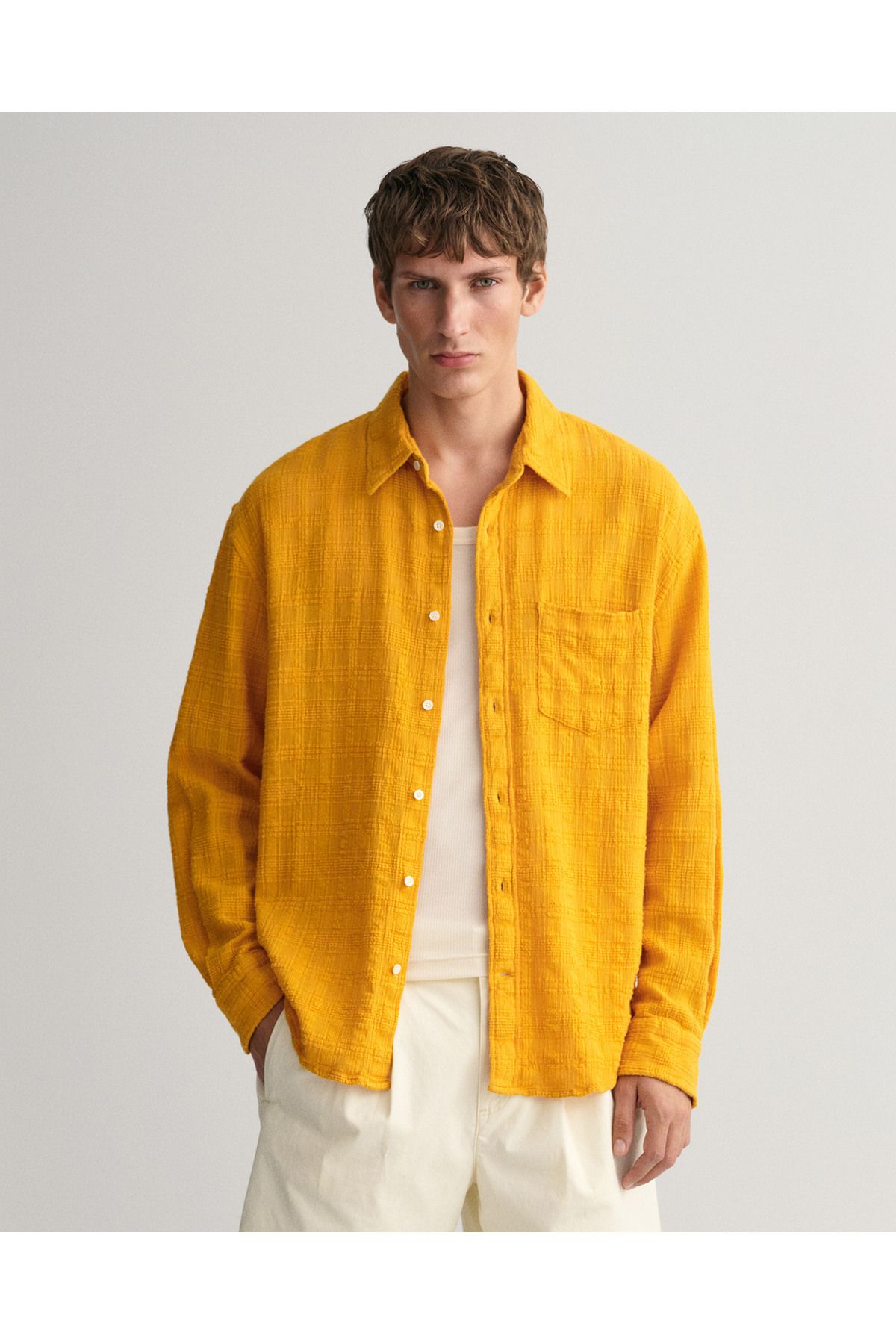 Gant Erkek Sarı Relaxed Fit Kareli Gömlek