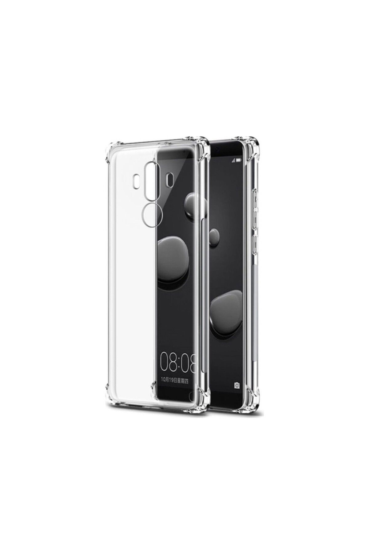 Fibaks Huawei Mate 10 Pro Kılıf Crystal Sert Pc Antishock Darbe Emici Kenar Şeffaf Silikon Kapak