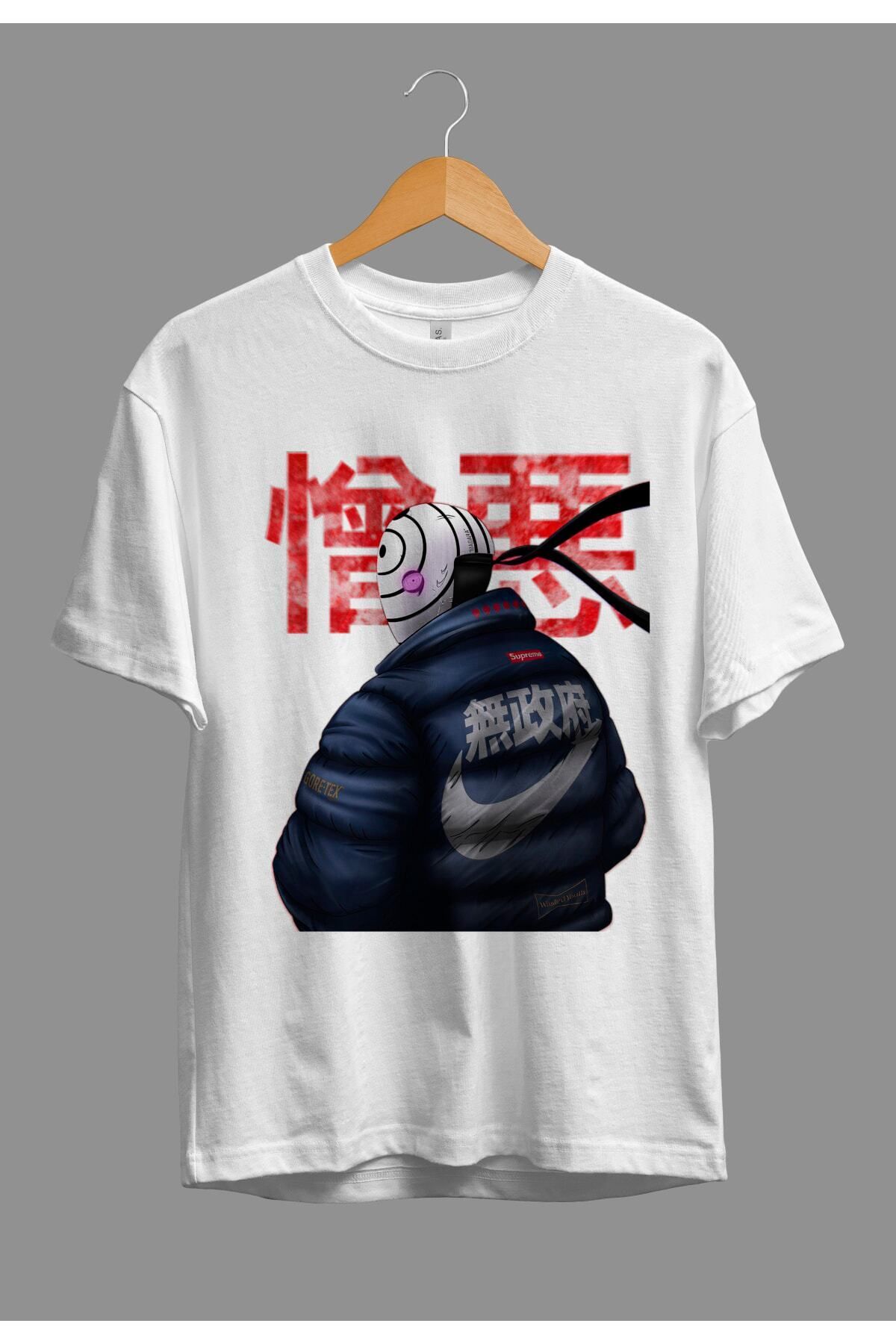 NİCE Oversize Obito Anime Karakter Baskılı Özel Tasarım T-Shirt