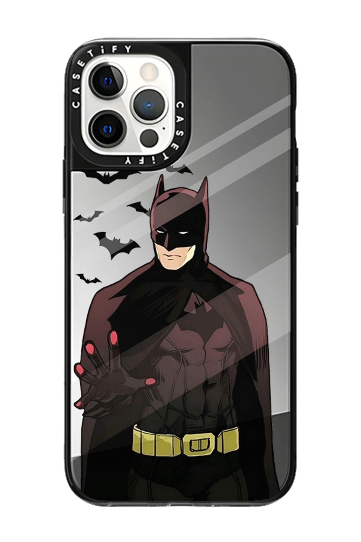 WinterStore Batman - iPhone 12 Pro Max Uyumlu Aynalı Telefon Kılıfı