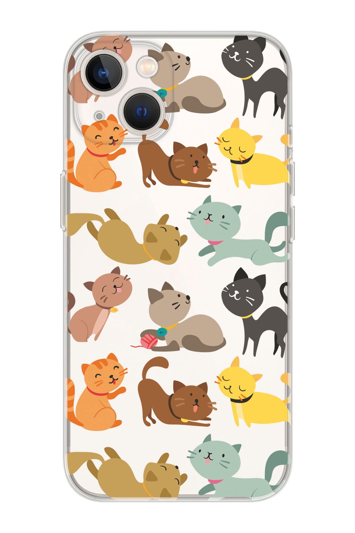 Rupti Iphone 15 Uyumlu Cats Tasarımlı Şeffaf Silikon Telefon Kılıfı