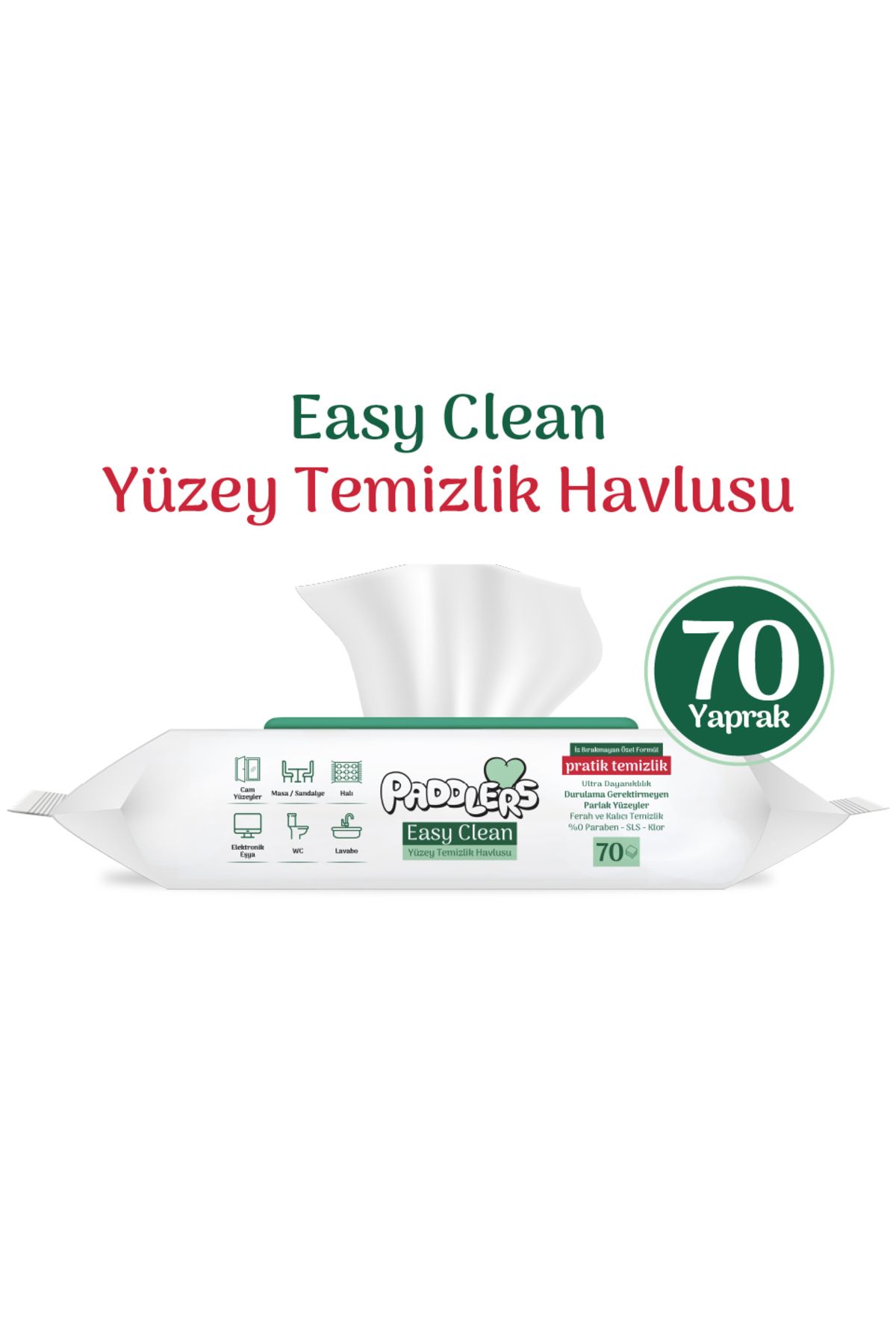 Paddlers Easy Clean Beyaz Sabun Katkılı Yüzey temizlik Havlusu 70 Yaprak