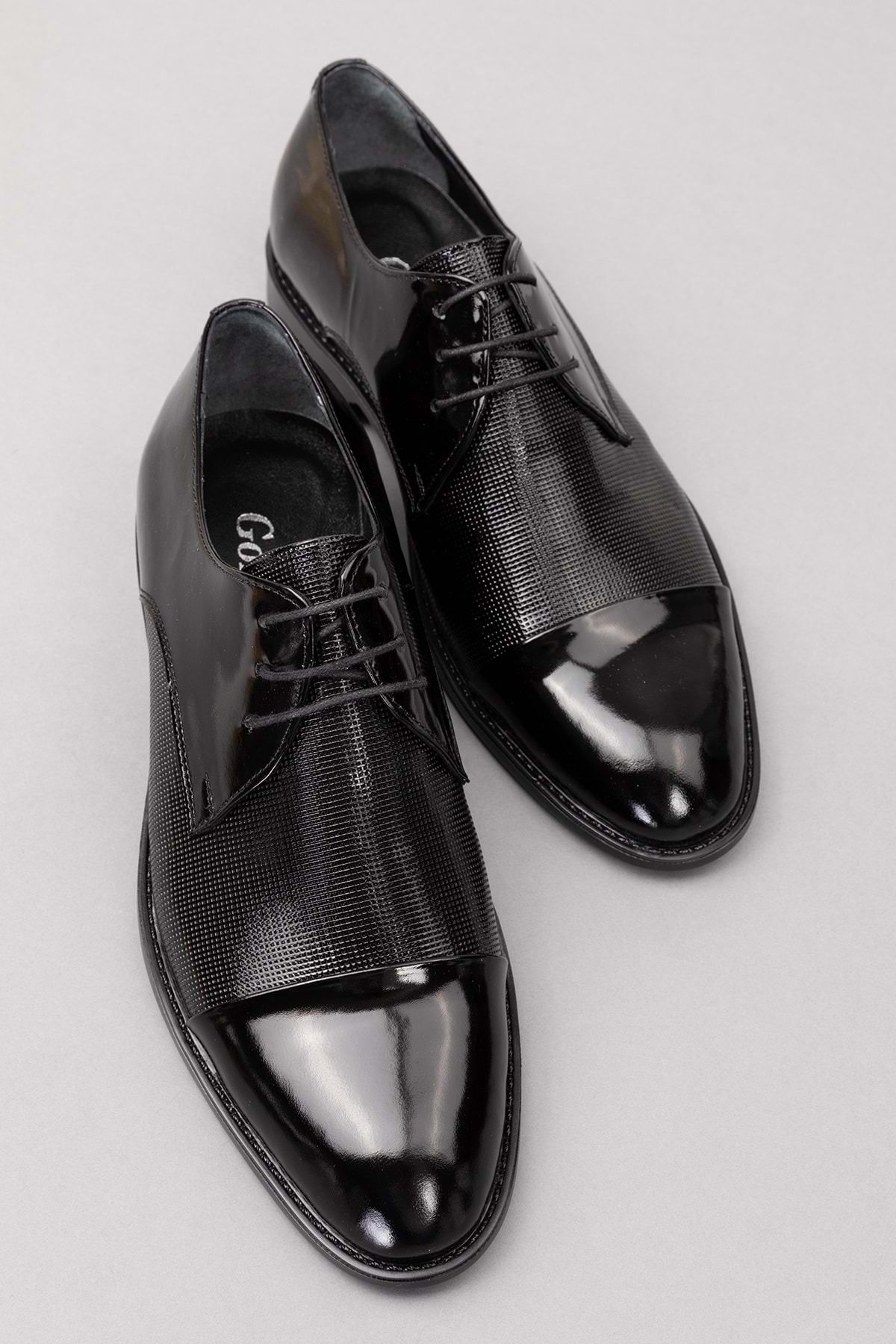 Gondol Erkek Hakiki Deri Klasik Damat Ayakkabı pş.75 - siyah rugan - 43