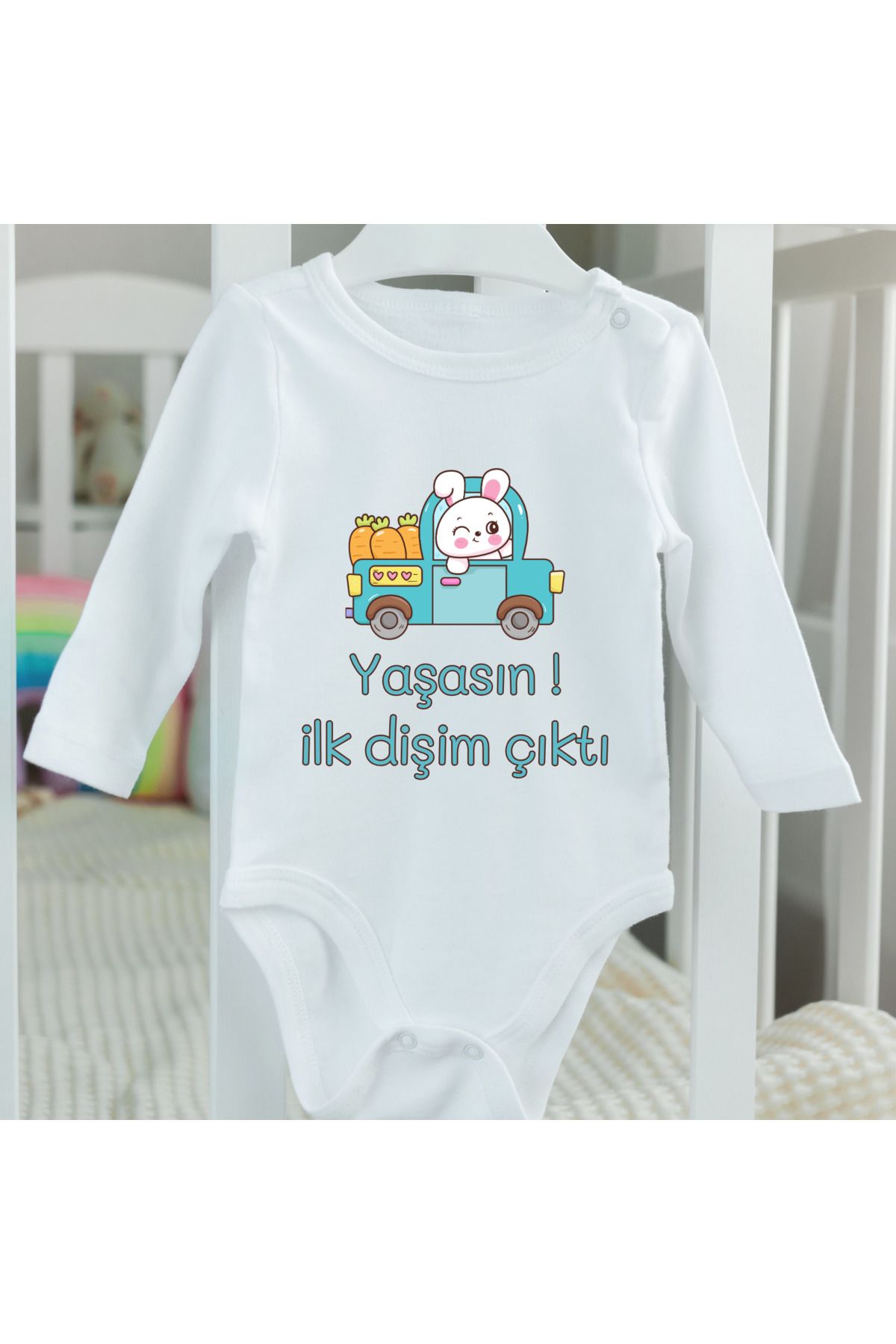 Kazuma Design İlk Dişim Çıktı Özel Tasarım Baskılı Bebek Zıbın Badi Hediye Bebek Giyim %100 Pamuk
