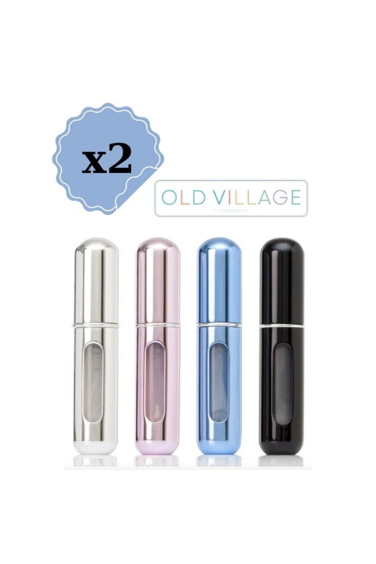 Old Village Concept Mini Cep Parfüm Şişesi 2'li Paket Atomizer Seyahat Parfüm Şişesi