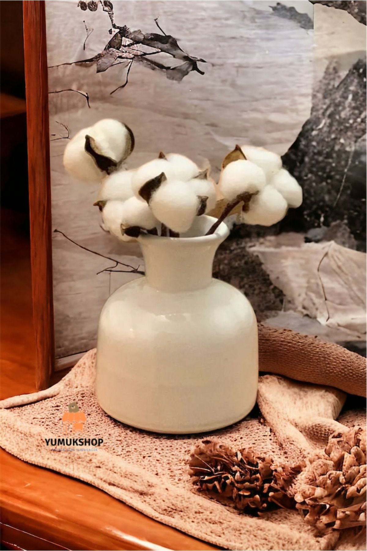 Carmen Soft Dekoratif Mini Iskandinav Vazo - Beyaz