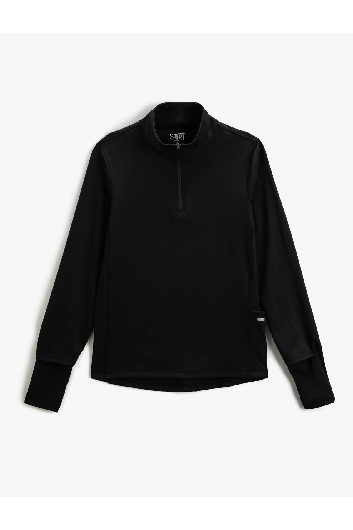 Koton Basic Spor Sweatshirt Dik Yaka Yarım Fermuarlı Cep Detaylı