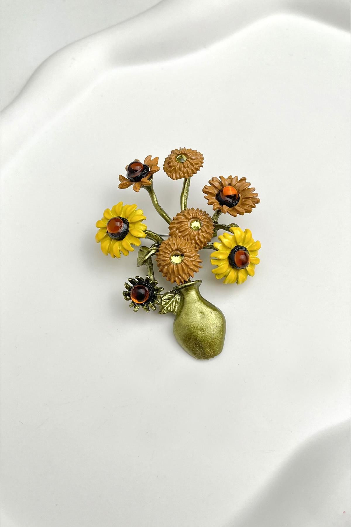 Modex Renkli Çiçek Broş (Ölçü:6 cm)