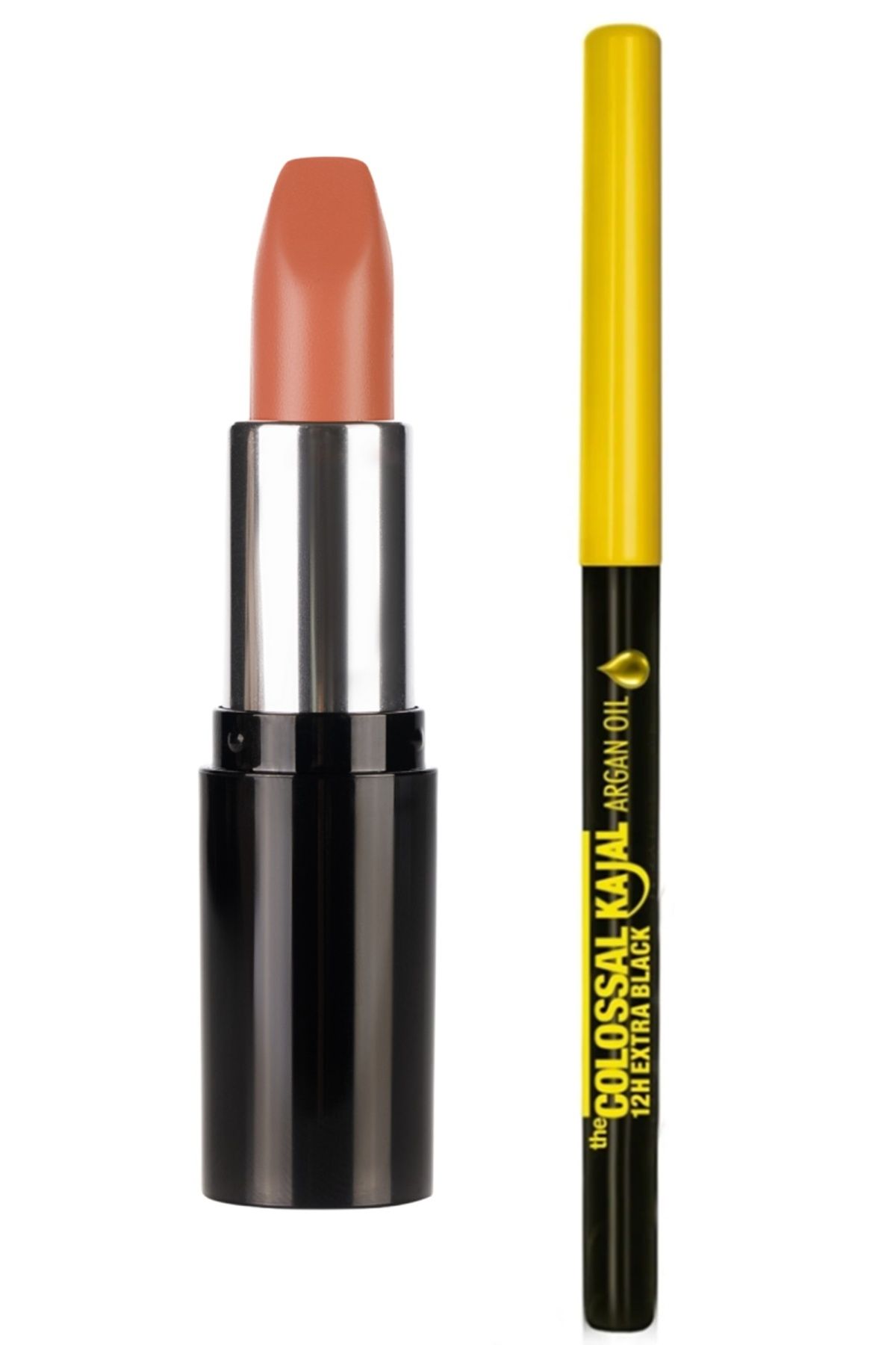 Pastel Nude Lipstick - Nude Ruj 549 + Maybelline New York Siyah Göz Kalemi Colossal Kajal Liner Extra Black