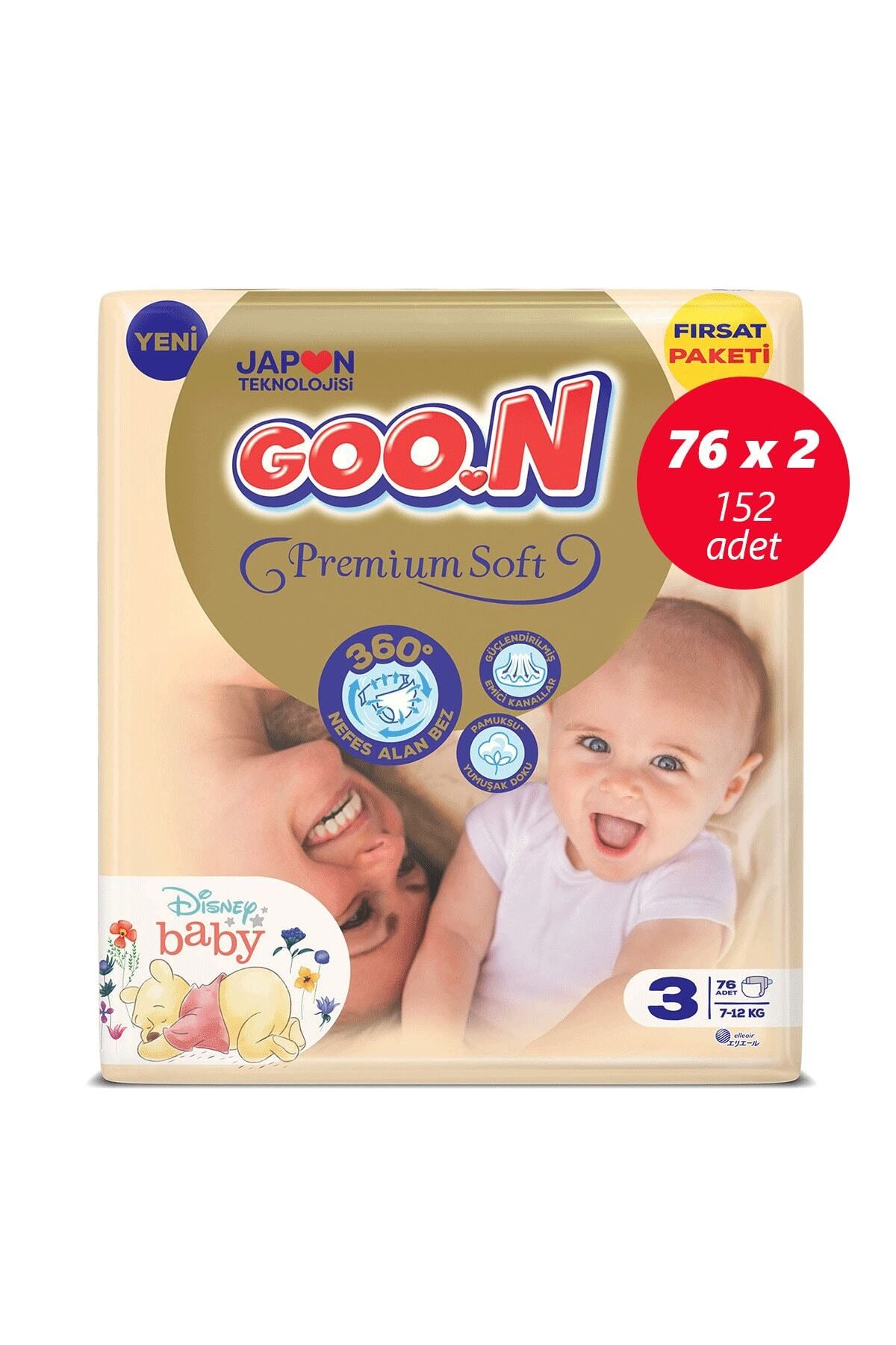 Goo.n Bebek Bezi Premium Soft 3 Beden 76x2 152 Adet