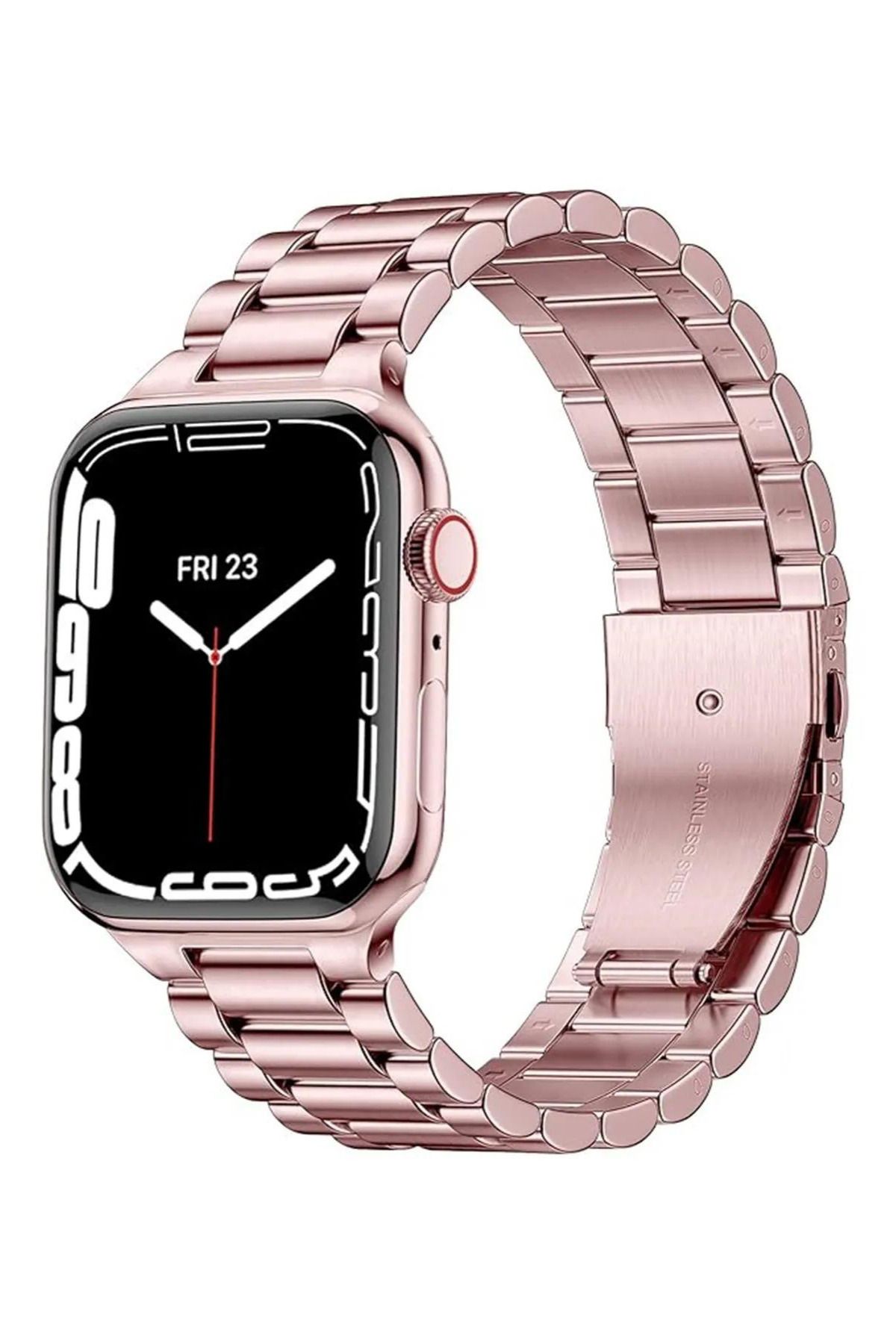 Favors Apple Watch 2/3/4/5/6/7/8/Se/Ultra 42 44 45 49 mm Akıllı Saat Kordonu Metal Kayış Rose Gold