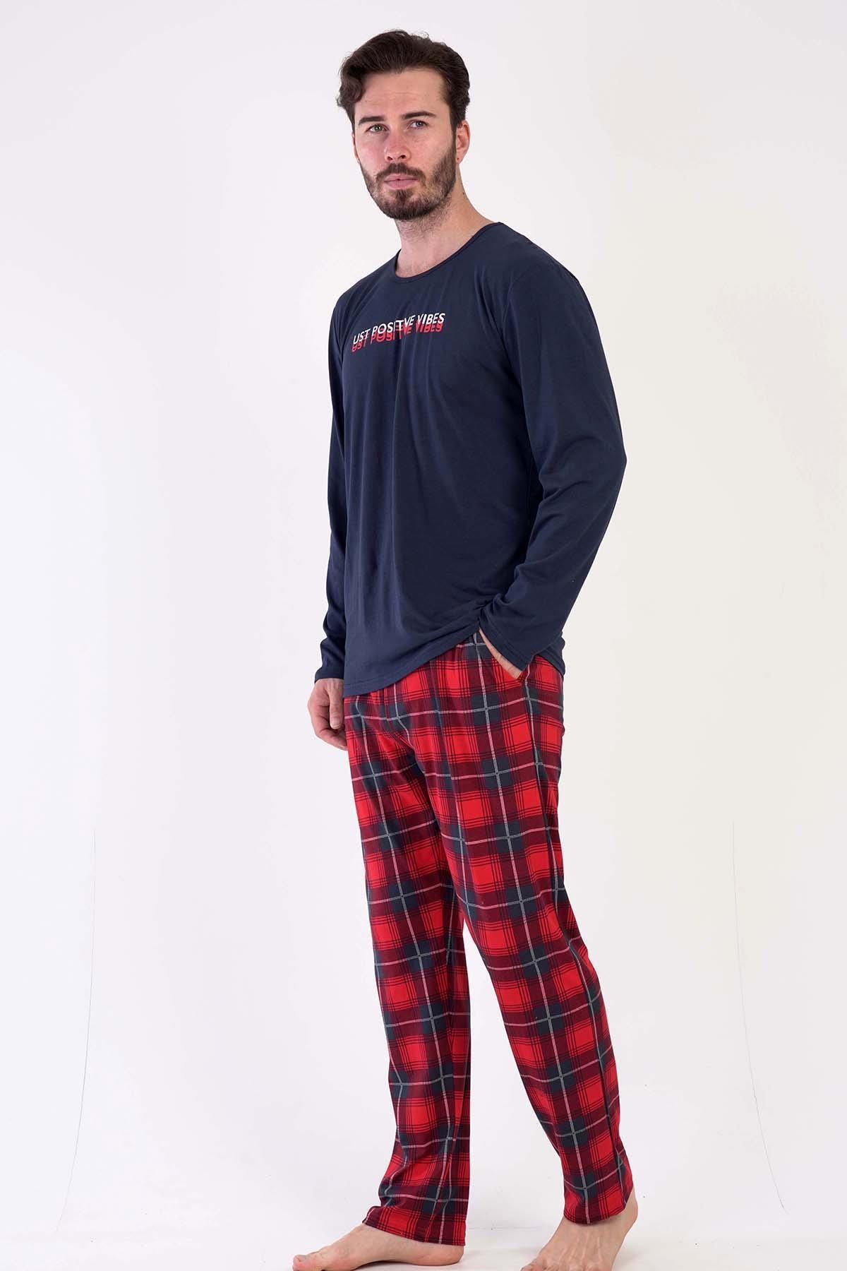 Vienetta Erkek Uzun Kol Lacivert Pijama Takım C3T0N5O025