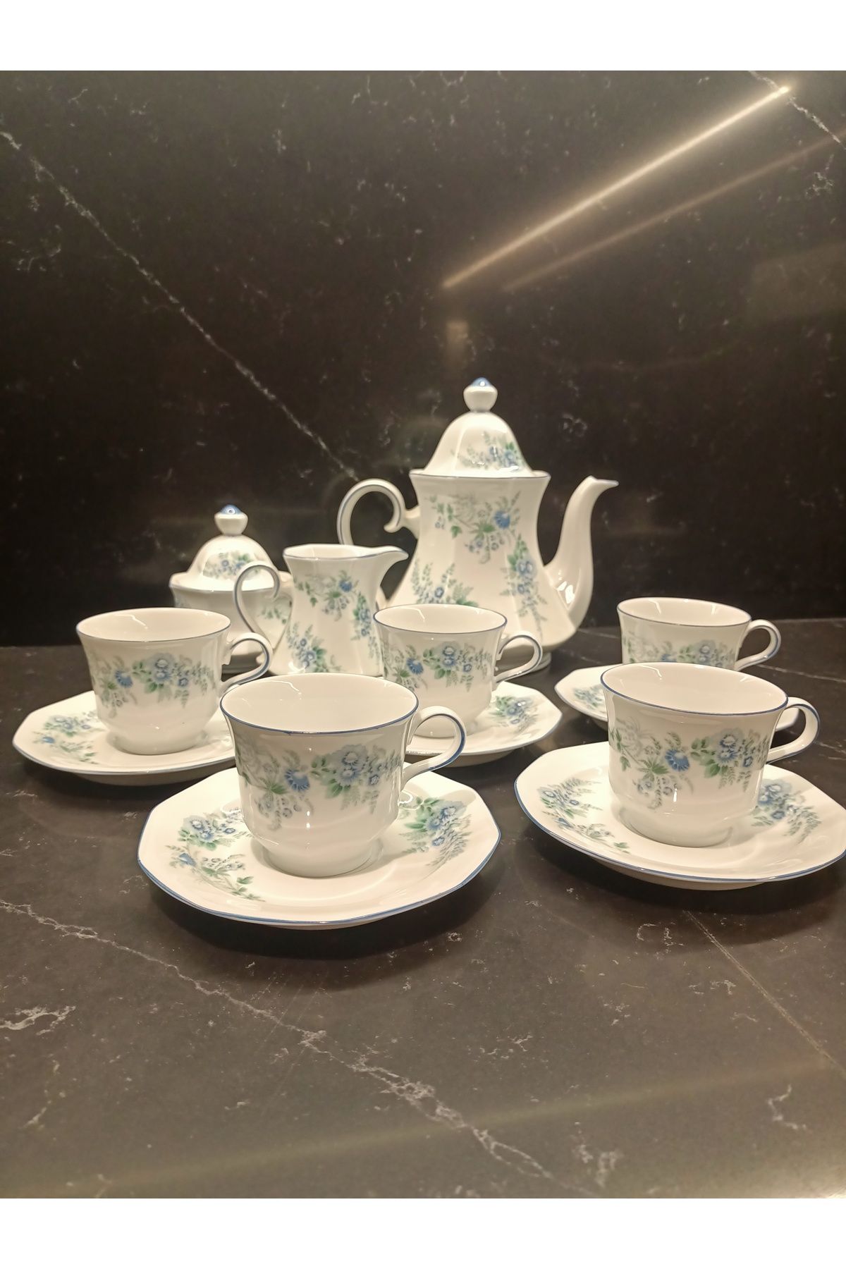 Bavaria Vintage Antika Damgalı 5 Kişilik Porselen Çay Takımı