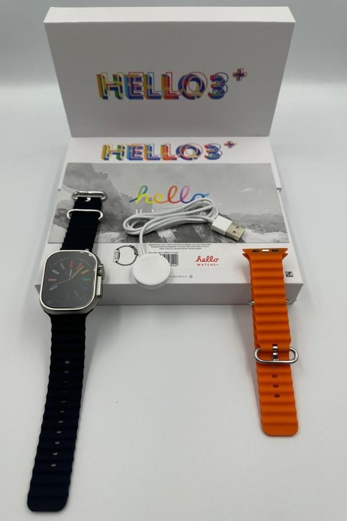 L'eDoren Hello Watch 3 Amoled 2 Kordon Ultra 49mm Watch 8 Wireless Şarj Pusula 4gb Akıllı Saat 450 Mah